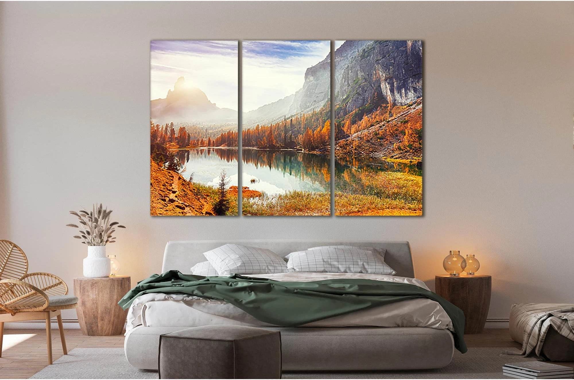 Federa Lake In Morning №Sl15 Ready to Hang Canvas Print - Zellart Canvas Prints 0new, ALL_Products, Nature & Landscapes Canvas Print