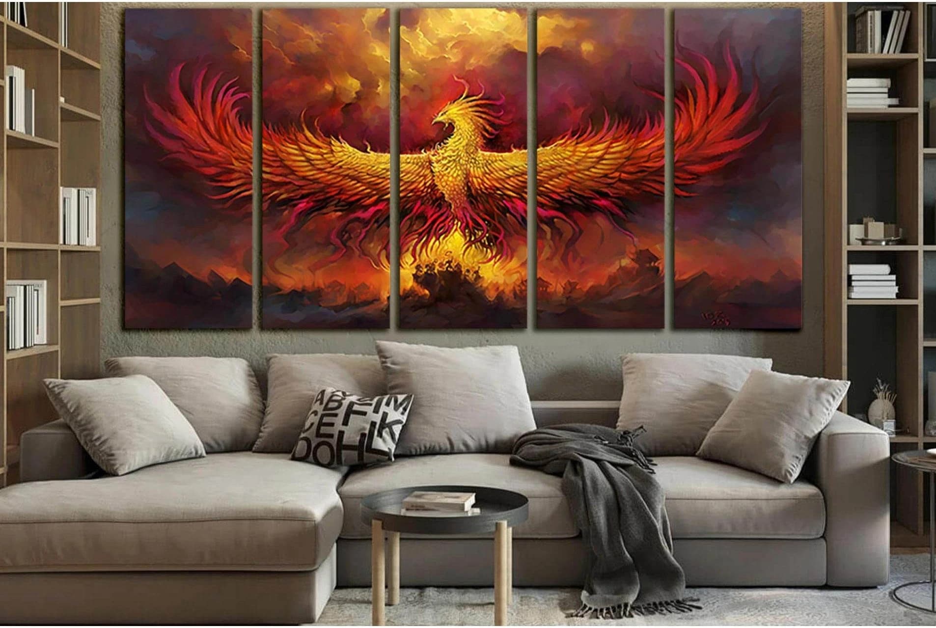 Fiery Phoenix №SL1280 Ready to Hang Canvas Print - Zellart Canvas Prints 0new, ALL_Products, Fantasy And Sci Fi Wall Art