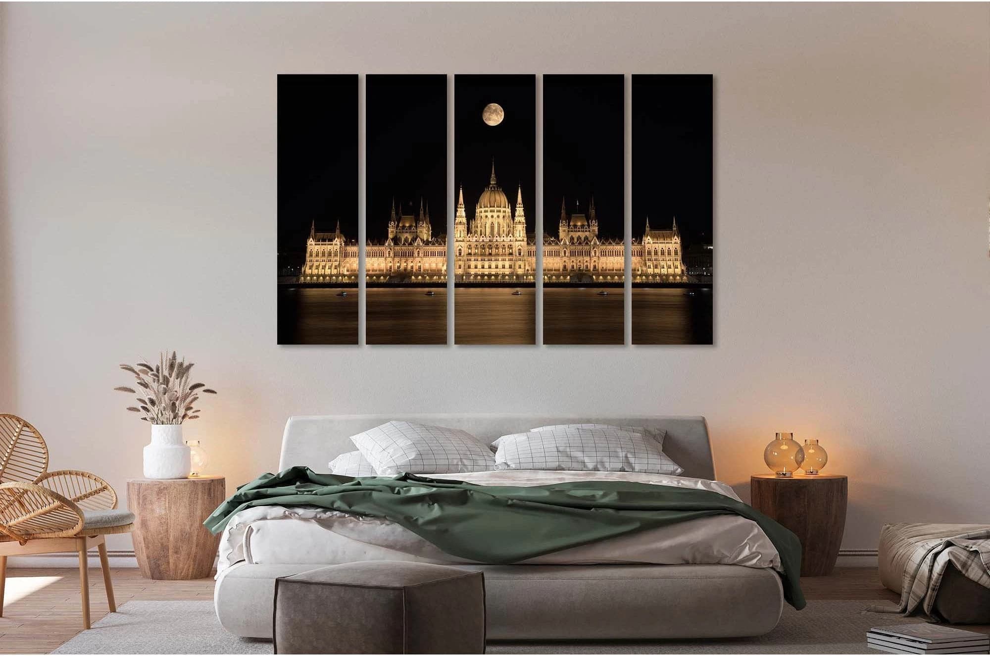 Fisherman's bastion at night №D2845 Ready to Hang Canvas Print - Zellart Canvas Prints 0new, ALL_Products, Black & White Wall Art