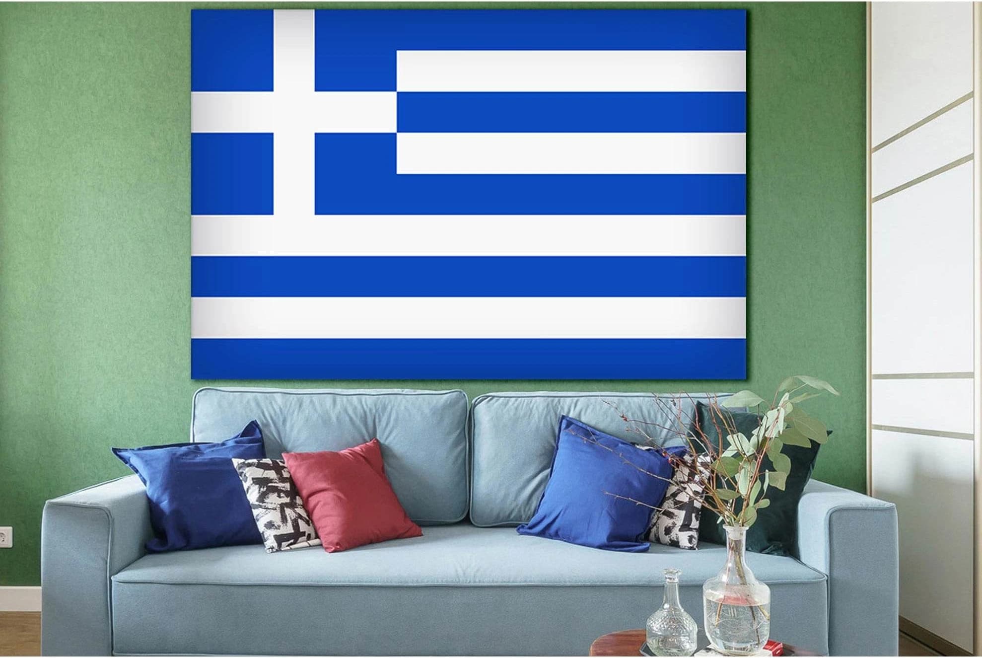 Flag Of Greece №SL1169 Ready to Hang Canvas Print - Zellart Canvas Prints 0new, ALL_Products, Flags