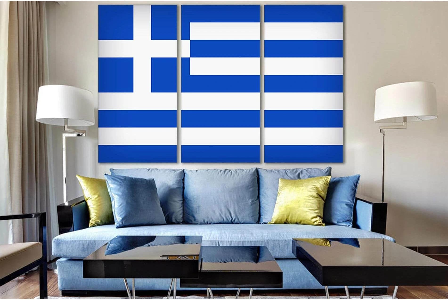 Flag Of Greece №SL1169 Ready to Hang Canvas Print - Zellart Canvas Prints 0new, ALL_Products, Flags