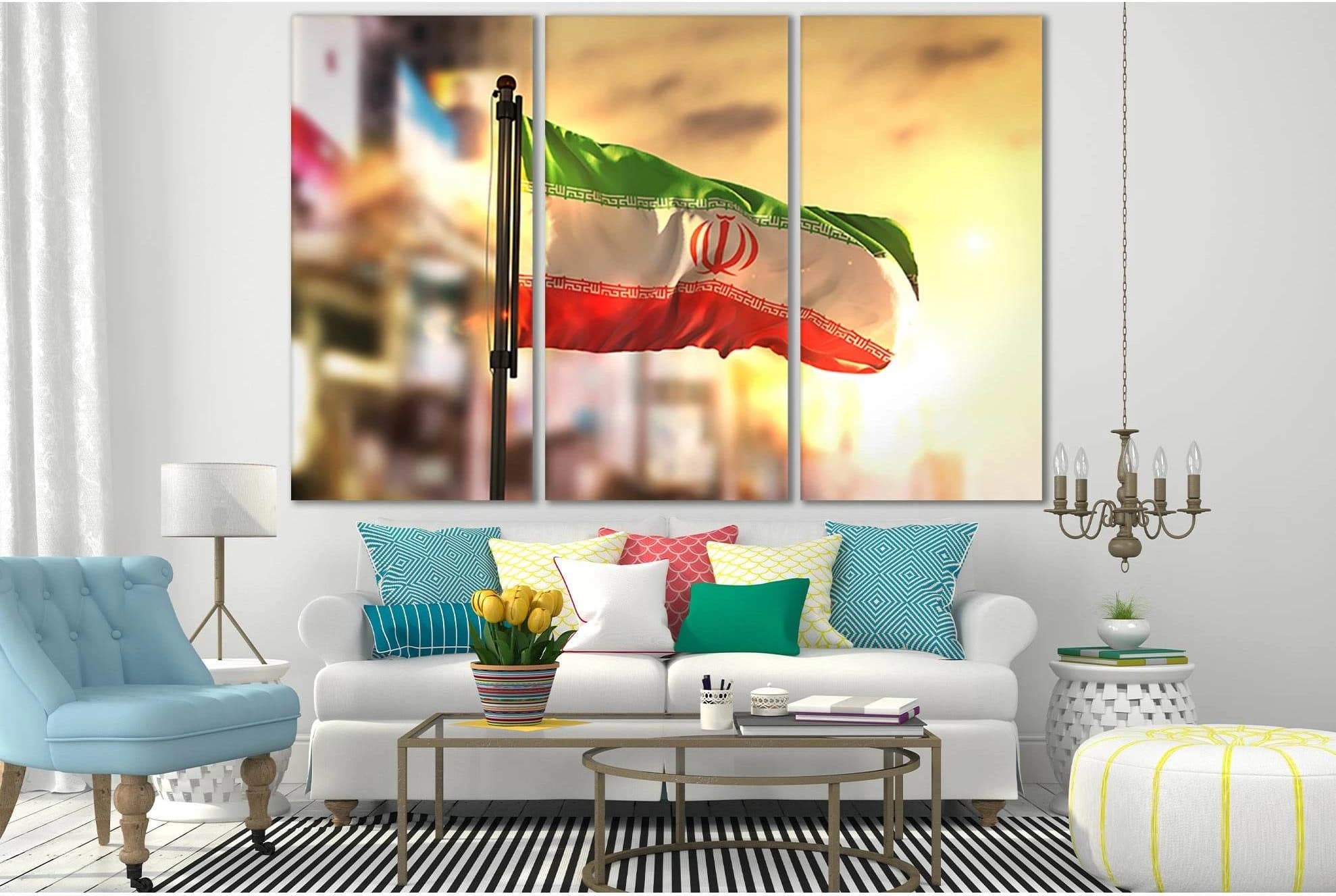 Flag Of Iran №SL1154 Ready to Hang Canvas Print - Zellart Canvas Prints 0new, ALL_Products, Flags