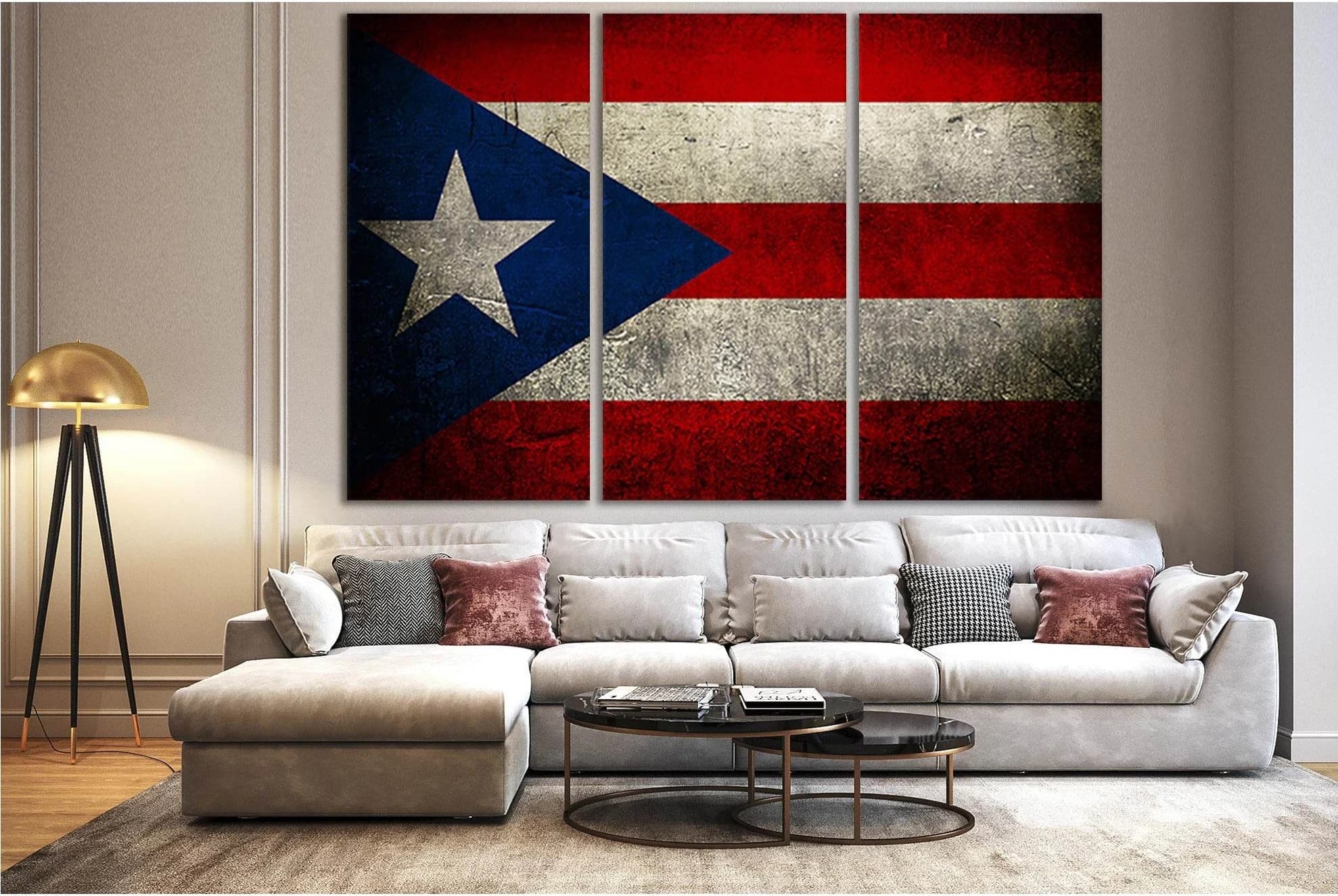 Flag Of Puerto Rico №SL1161 Ready to Hang Canvas Print - Zellart Canvas Prints 0new, ALL_Products, Flags