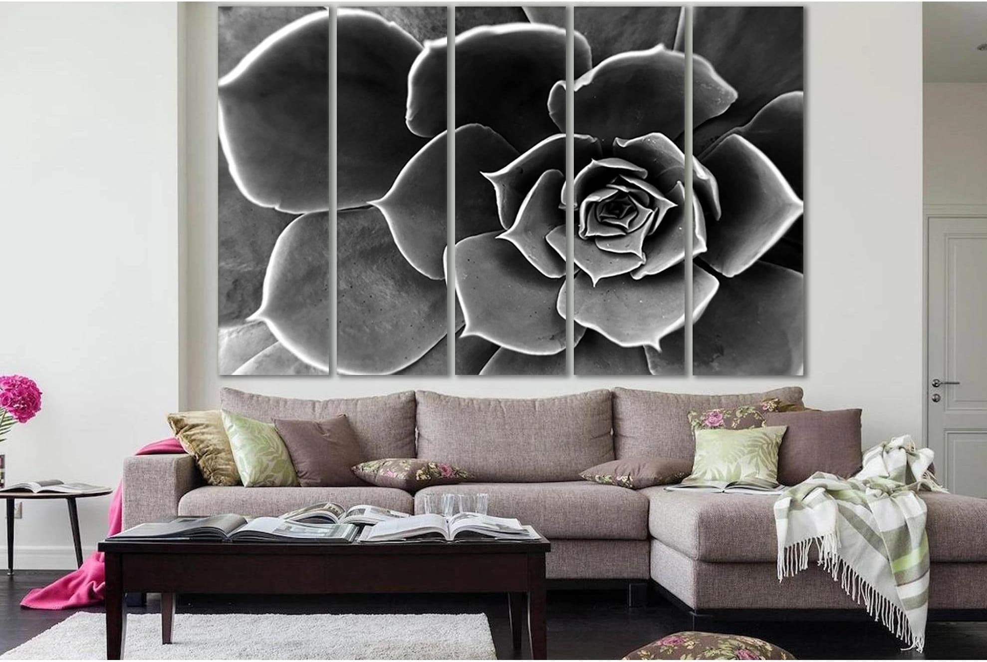 Flower Close Up Black And White №SL838 Ready to Hang Canvas Print - Zellart Canvas Prints 0new, ALL_Products, Black & White Wall Art