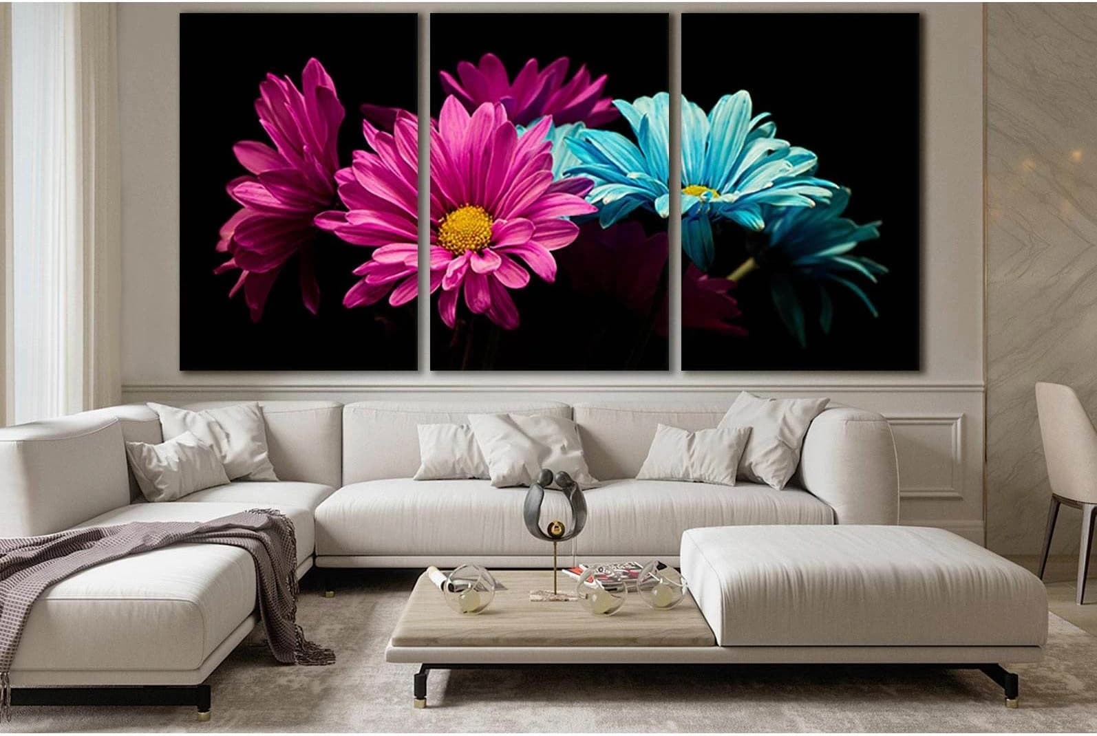 Flowers On Black Background №SL685 Ready to Hang Canvas Print - Zellart Canvas Prints 0new, ALL_Products, Floral & Botanical Wall Art