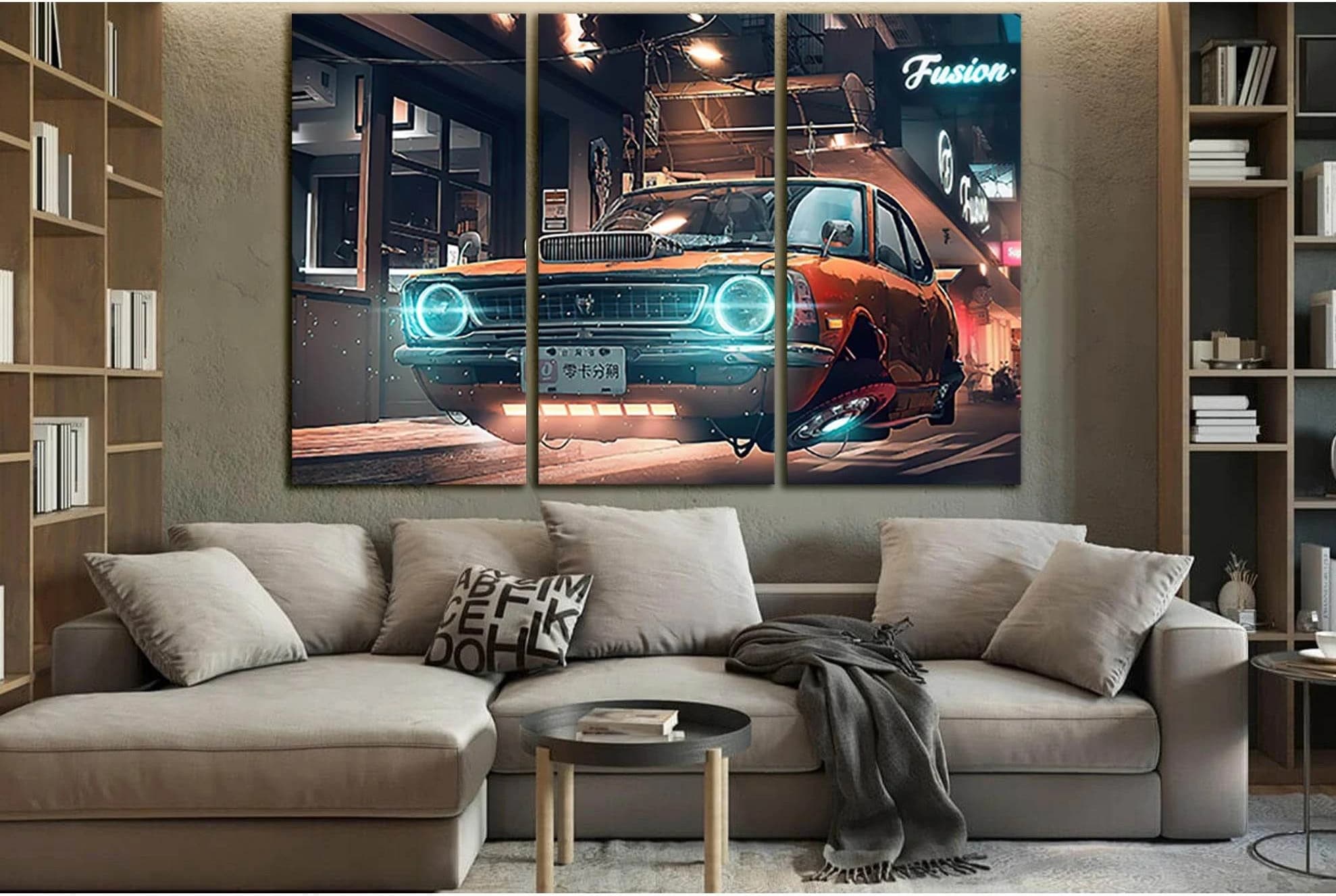 Flying Car №SL1286 Ready to Hang Canvas Print - Zellart Canvas Prints 0new, ALL_Products, Fantasy And Sci Fi Wall Art