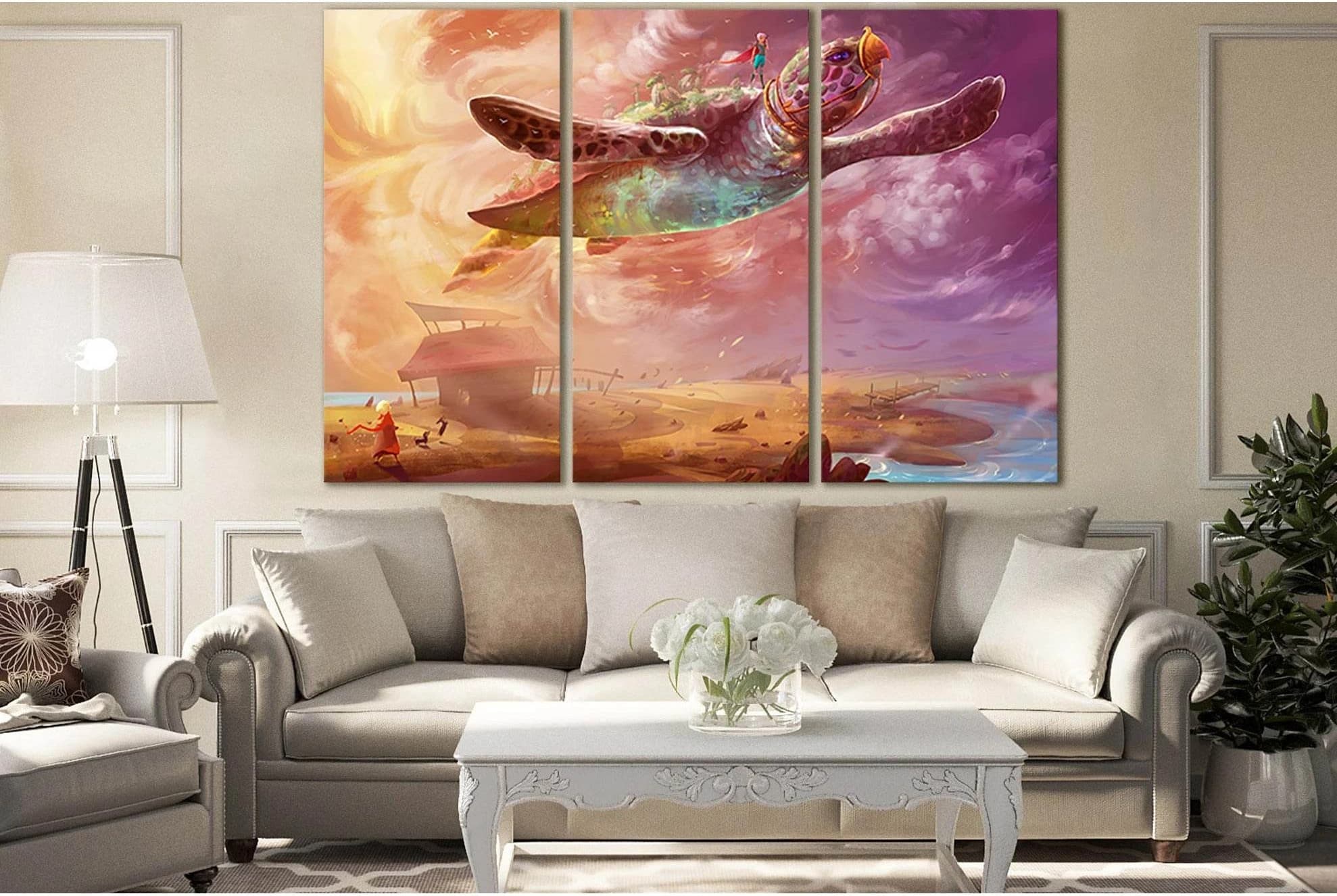 Flying Turtle №SL1283 Ready to Hang Canvas Print - Zellart Canvas Prints 0new, ALL_Products, Fantasy And Sci Fi Wall Art