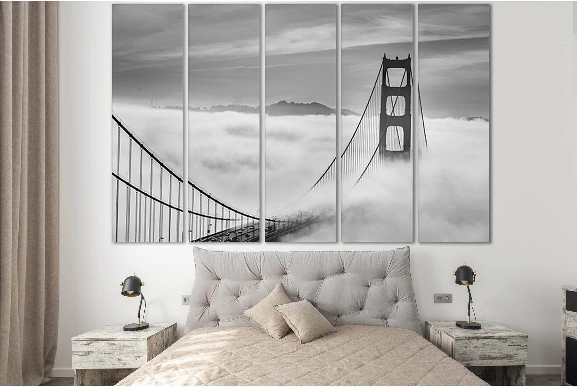 Fog Covering The Golden Gate Bridge №SL1141 Ready to Hang Canvas Print - Zellart Canvas Prints 0new, ALL_Products, Bridges Wall Art
