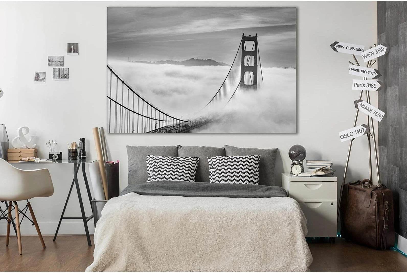 Fog Covering The Golden Gate Bridge №SL1141 Ready to Hang Canvas Print - Zellart Canvas Prints 0new, ALL_Products, Bridges Wall Art
