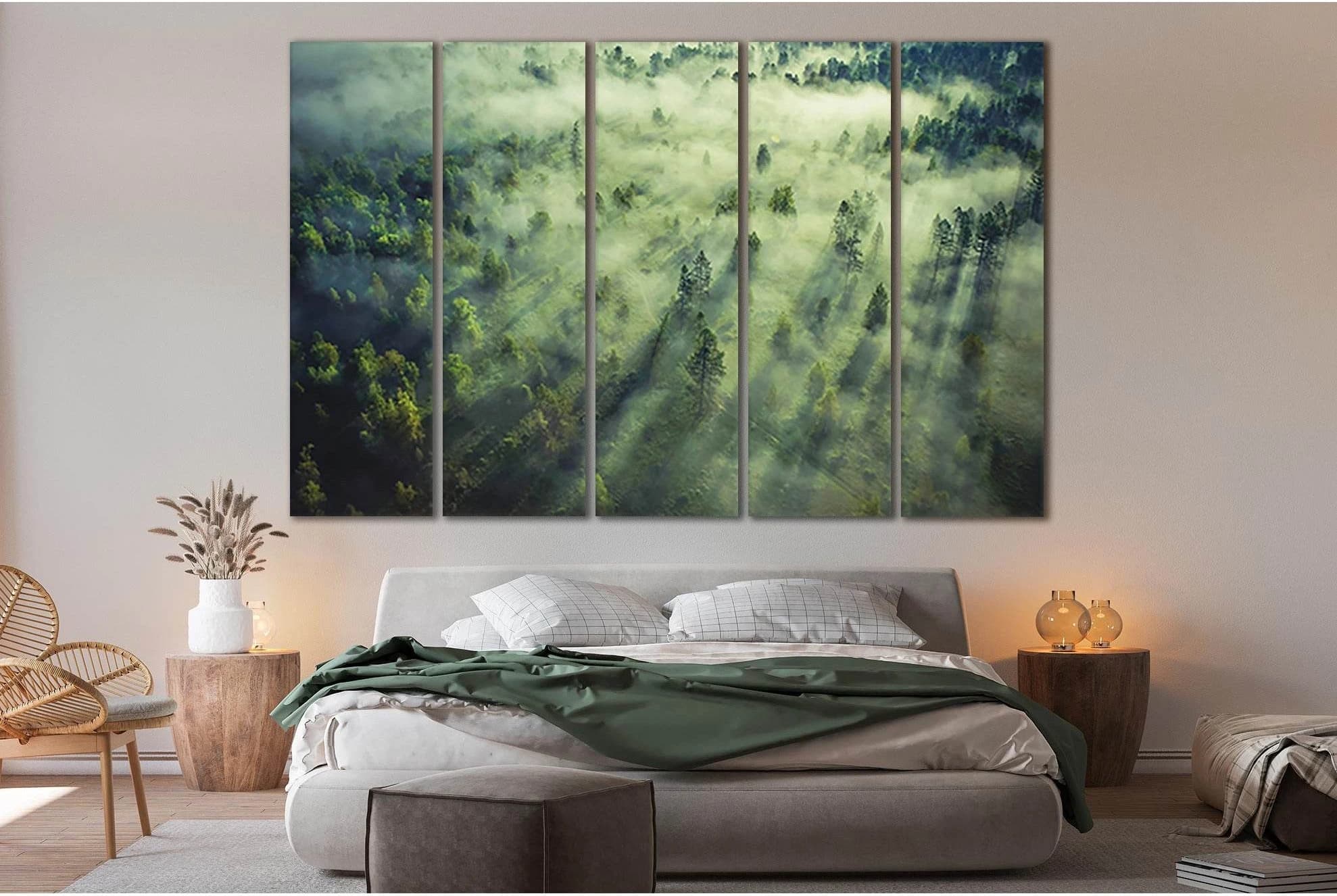 Foggy Clouds Above Forrest №Sl31 Ready to Hang Canvas Print - Zellart Canvas Prints 0new, ALL_Products, Nature & Landscapes Canvas Print