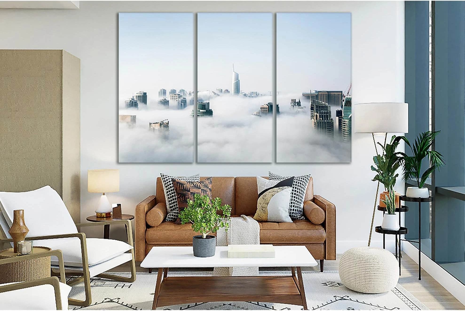 Foggy Morning View Of Cityscape №SL325 Ready to Hang Canvas Print - Zellart Canvas Prints 0new, ALL_Products, Cityscapes & Skylines