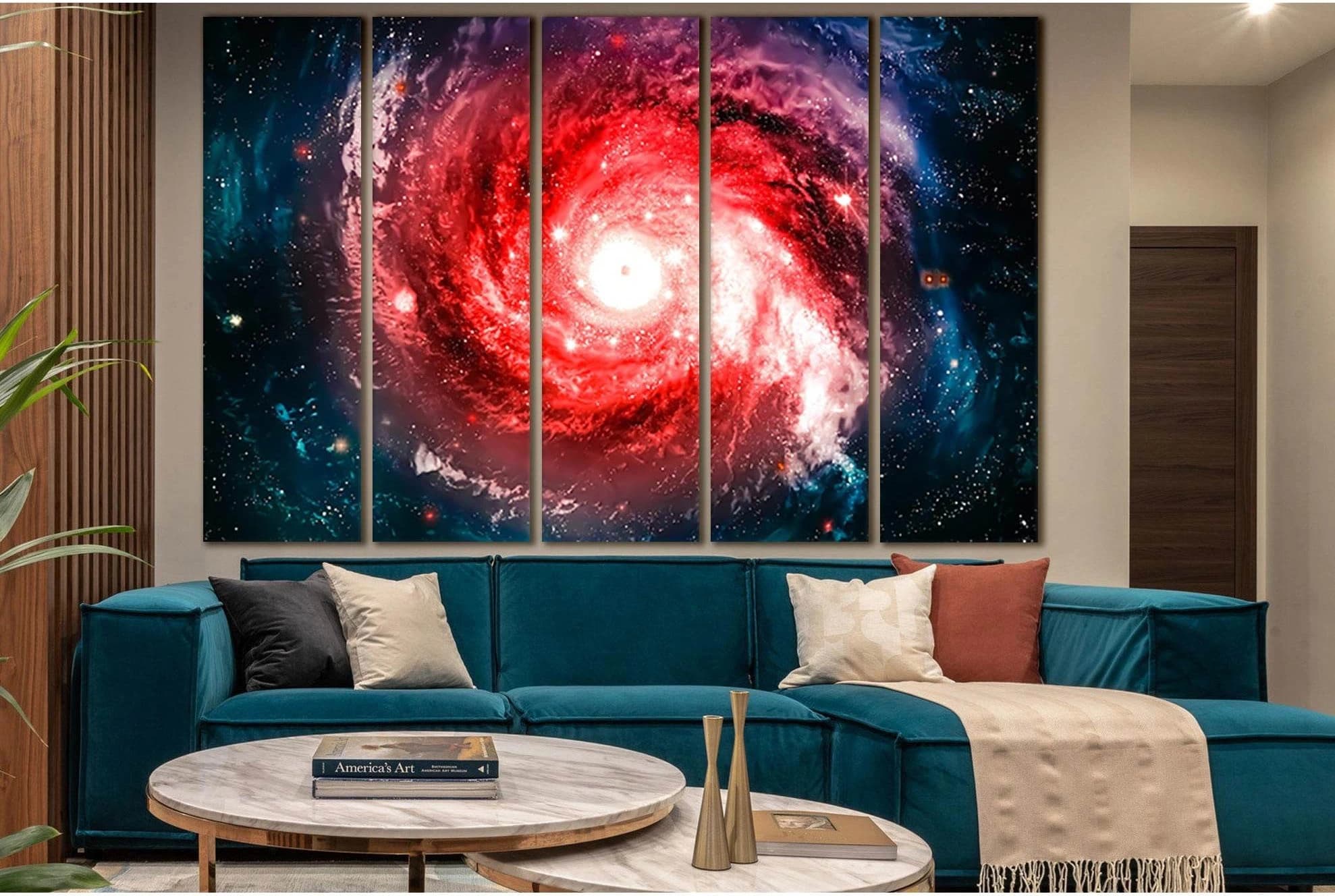 Galaxy In Red Light №SL987 Ready to Hang Canvas Print - Zellart Canvas Prints 0new, ALL_Products, Astronomy & Space Canvas Wall Art