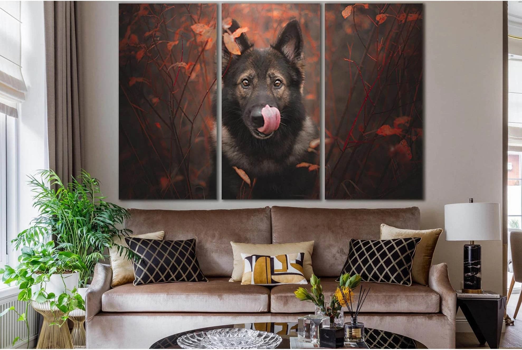 German Shepherd Licking Muzzle №SL1046 Ready to Hang Canvas Print - Zellart Canvas Prints 0new, ALL_Products, Animals & Wildlife