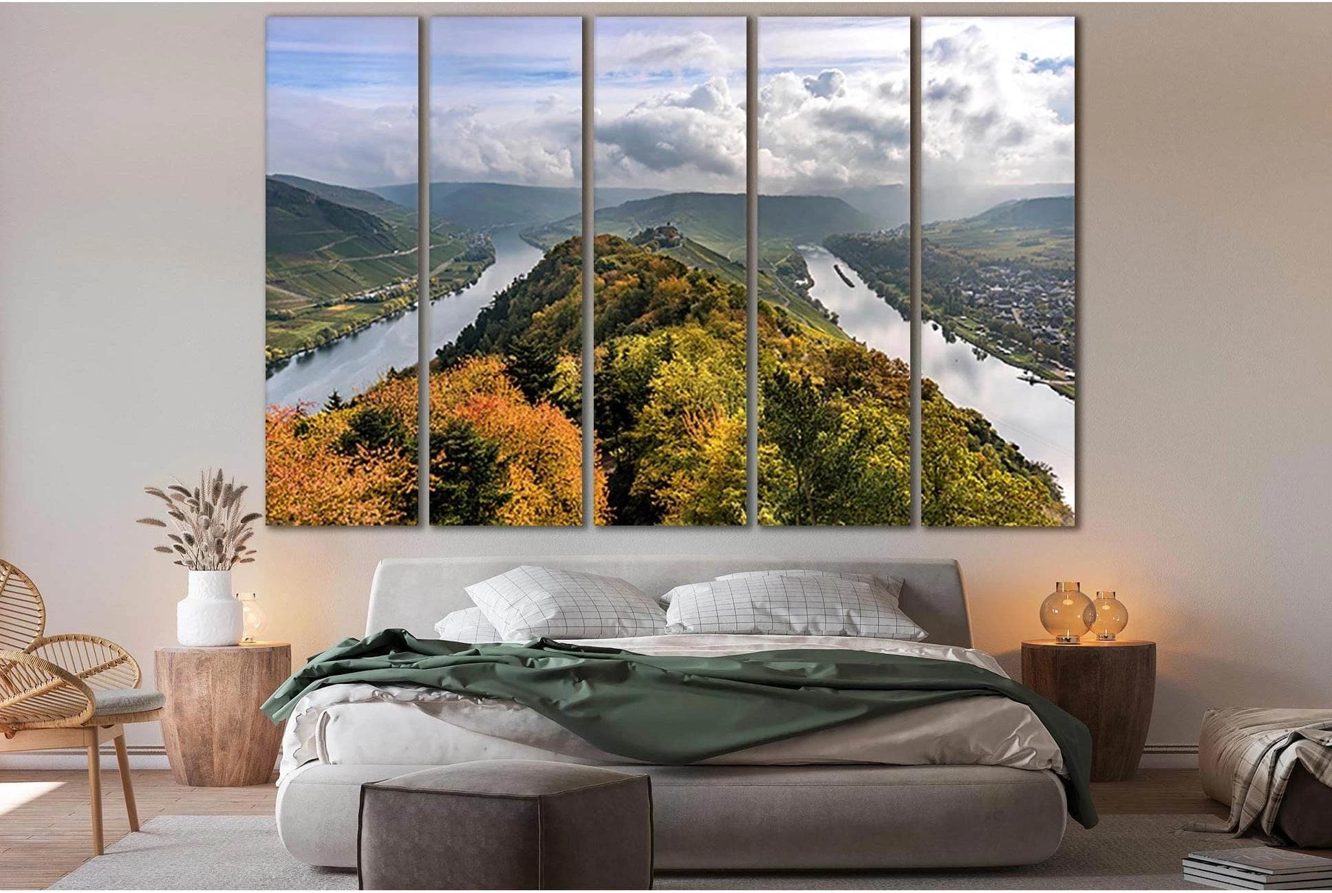 Germany Autumn River Moselle №SL634 Ready to Hang Canvas Print - Zellart Canvas Prints 0new, ALL_Products, Autumn Wall Art