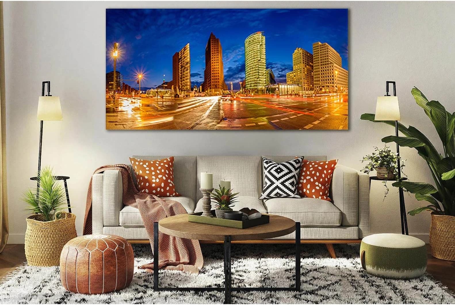 Germany Berlin Night Panorama №SL301 Ready to Hang Canvas Print - Zellart Canvas Prints 0new, ALL_Products, Cityscapes & Skylines