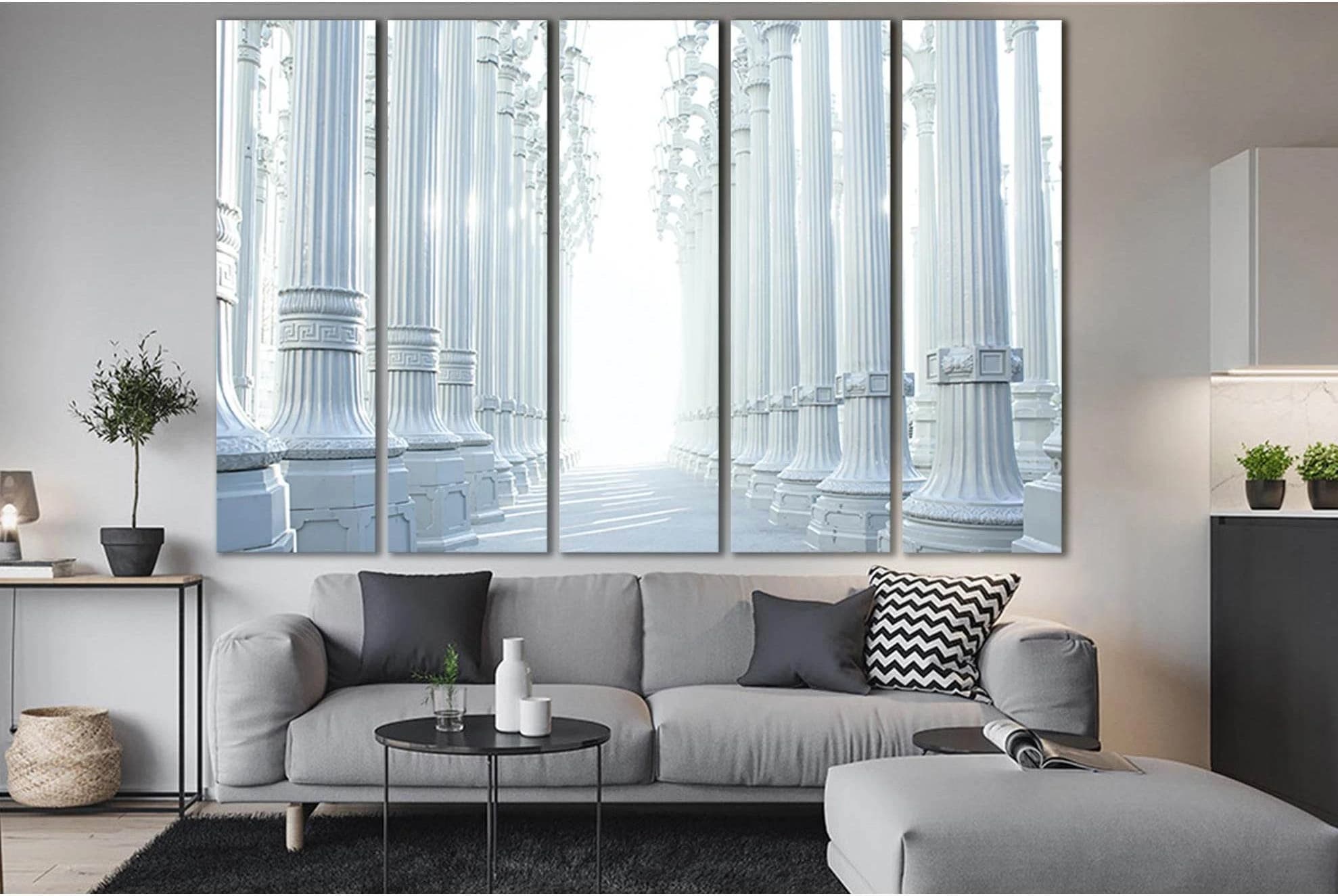 Giant White Columns №SL1396 Ready to Hang Canvas Print - Zellart Canvas Prints 0new, ALL_Products, Architecture