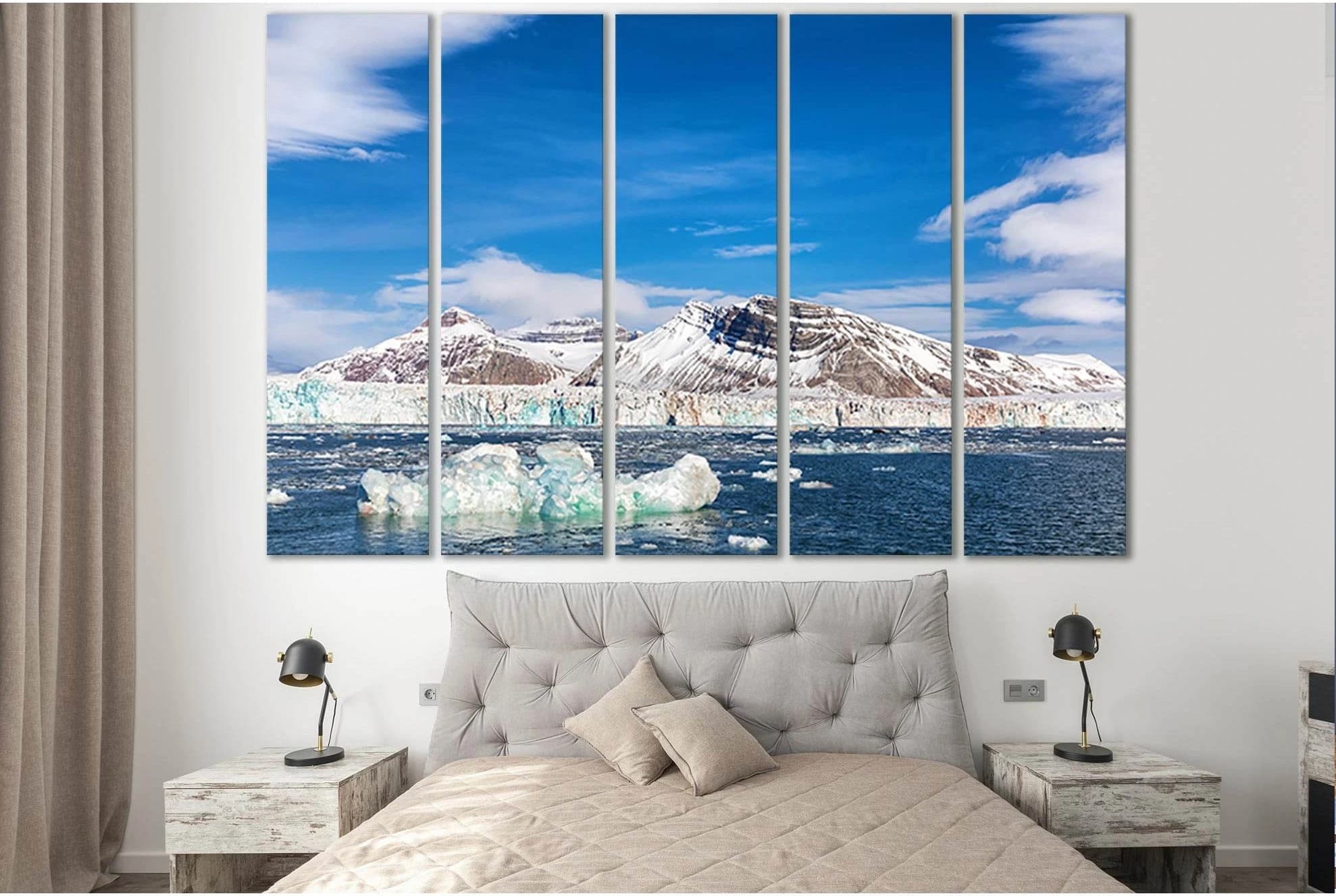 Glacier And The Three Crown Mountains №SL1357 Ready to Hang Canvas Print - Zellart Canvas Prints 0new, ALL_Products, Glacials