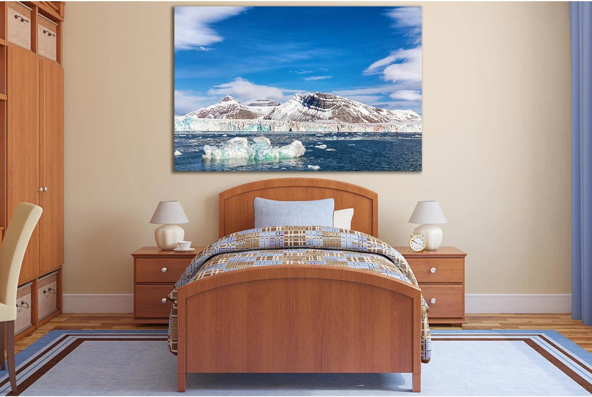 Glacier And The Three Crown Mountains №SL1357 Ready to Hang Canvas Print - Zellart Canvas Prints 0new, ALL_Products, Glacials