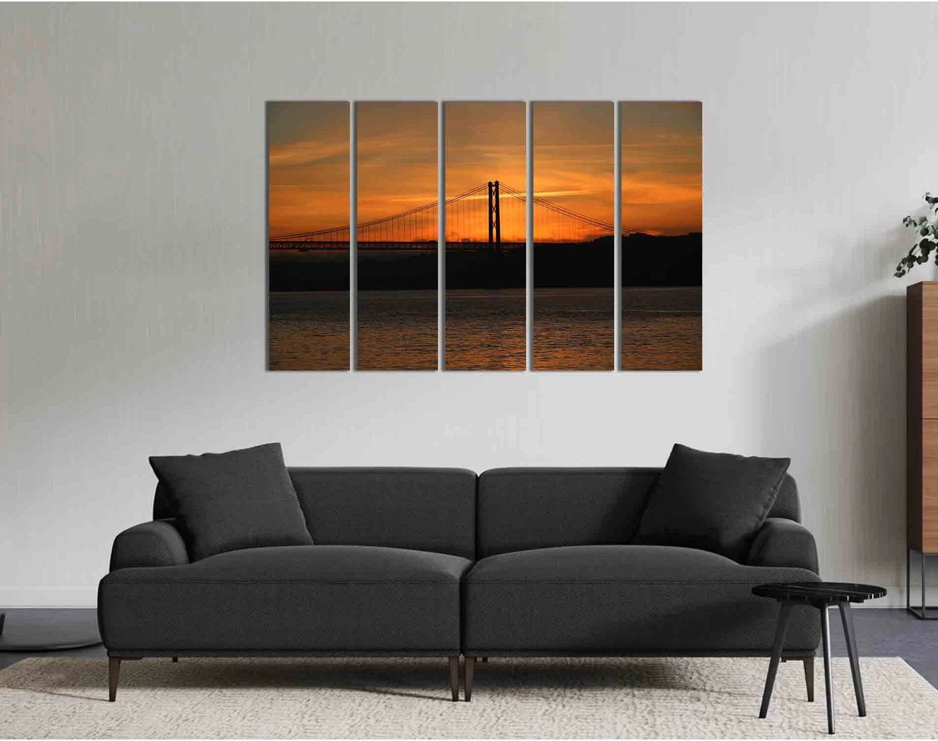 Golden Gate bridge at sunset №D1758 Ready to Hang Canvas Print - Zellart Canvas Prints 0new, ALL_Products, Sunrise & sunset wall art