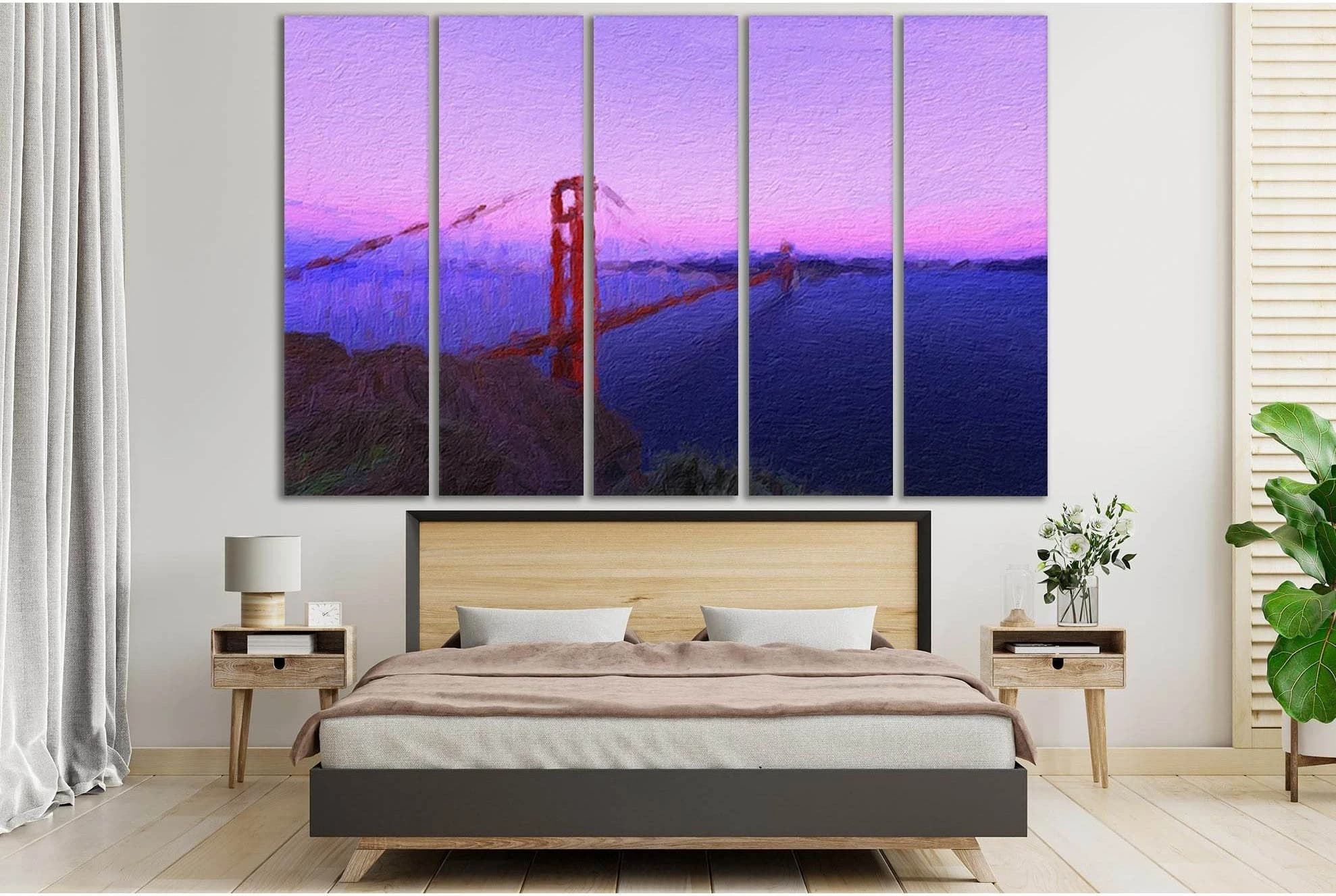 Golden Gate Bridge Oil Painting №SL567 Ready to Hang Canvas Print - Zellart Canvas Prints 0new, ALL_Products, Oil Painting Wall Art