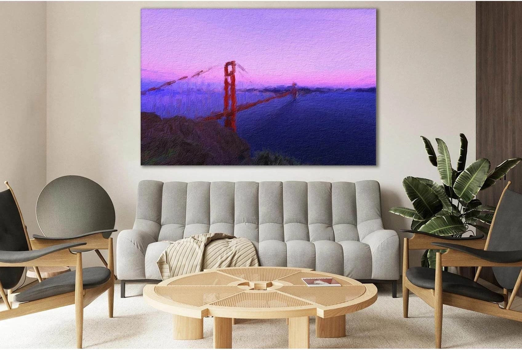 Golden Gate Bridge Oil Painting №SL567 Ready to Hang Canvas Print - Zellart Canvas Prints 0new, ALL_Products, Oil Painting Wall Art
