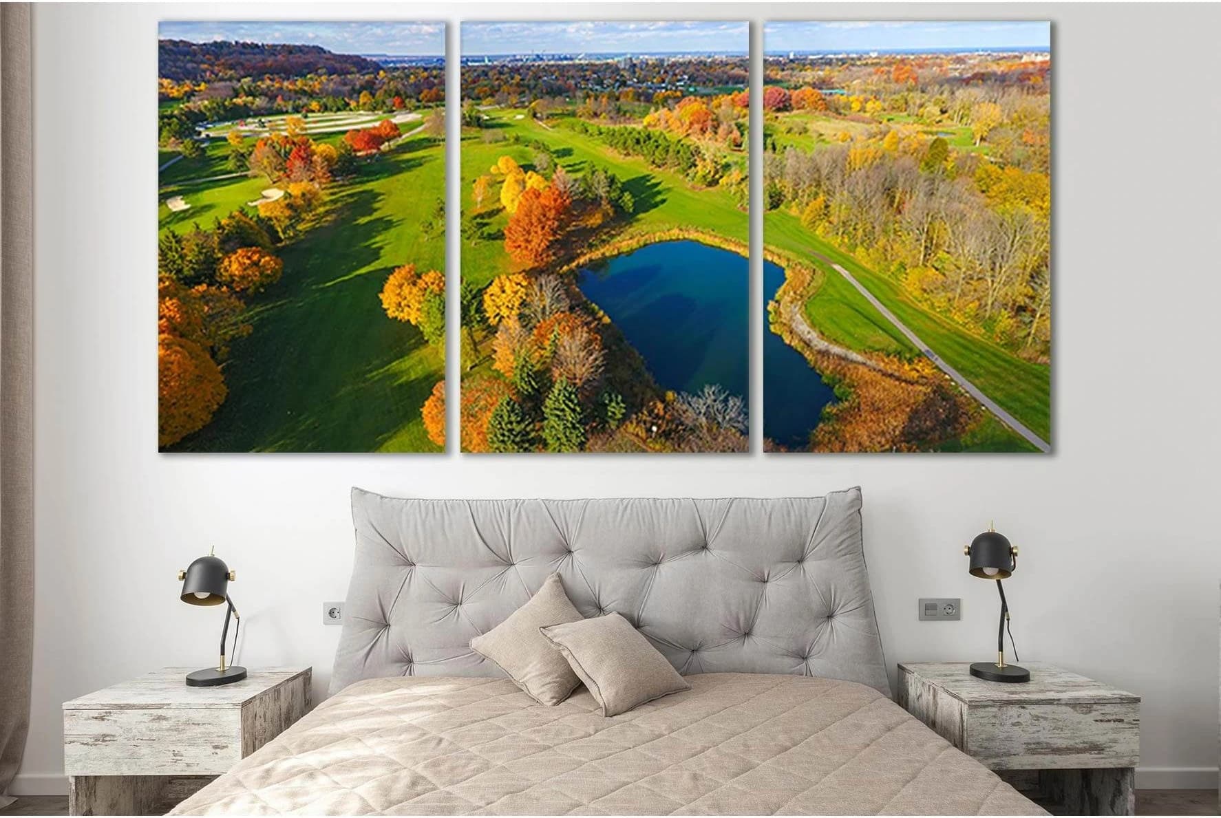 Golf Course In Hamilton On A Sunny Autumn №SL662 Ready to Hang Canvas Print - Zellart Canvas Prints 0new, ALL_Products, Autumn Wall Art