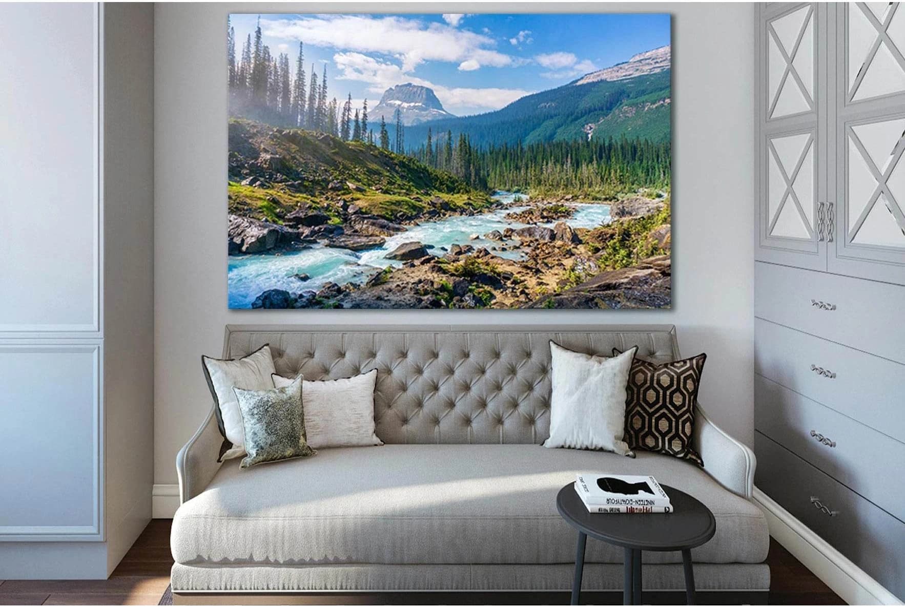 Gorgeous Mountain River №SL1592 Ready to Hang Canvas Print - Zellart Canvas Prints 0new, ALL_Products, Mountains Wall Art, Nature Wall Art