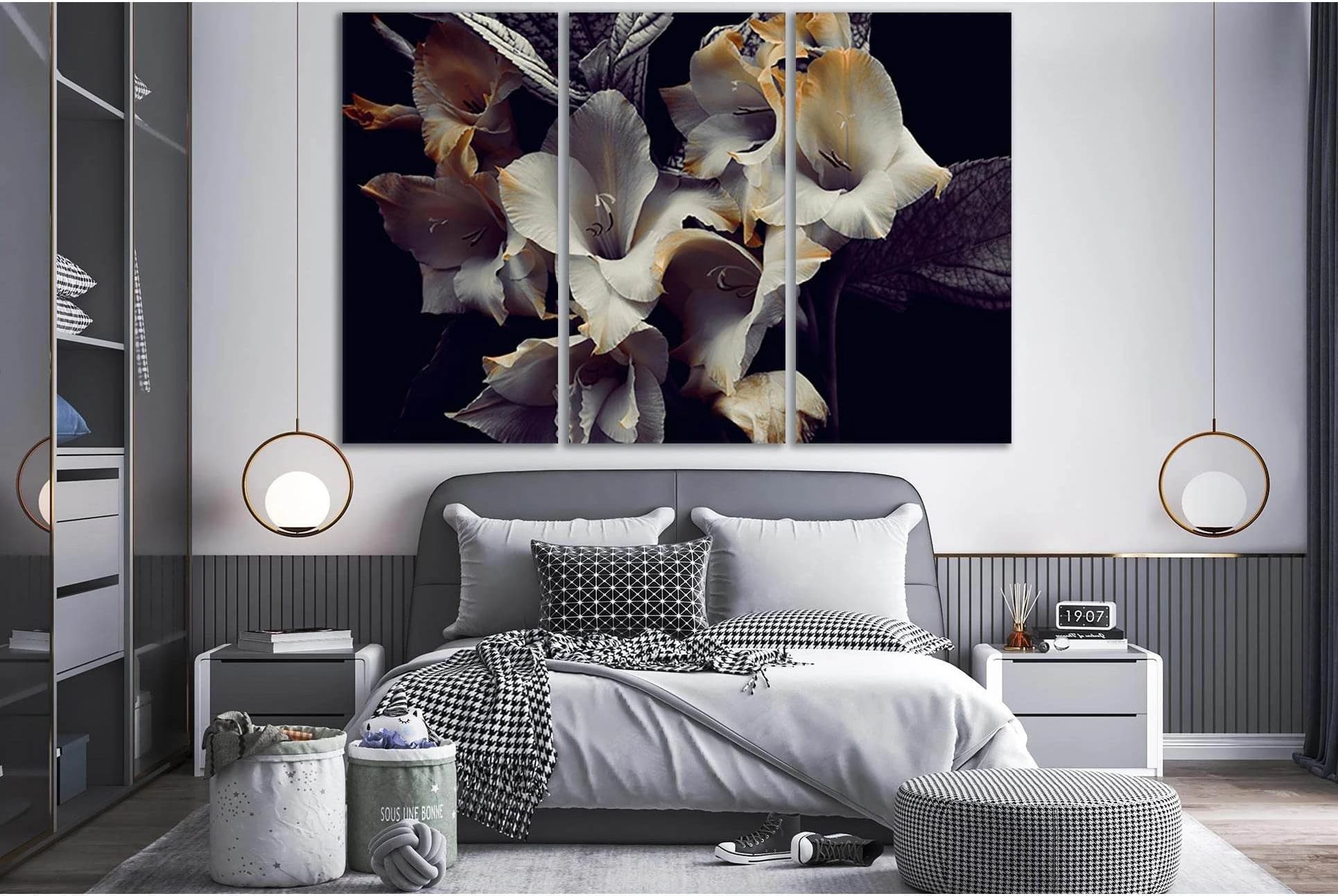 Gray And Yellow Flowers №SL708 Ready to Hang Canvas Print - Zellart Canvas Prints 0new, ALL_Products, Floral & Botanical Wall Art