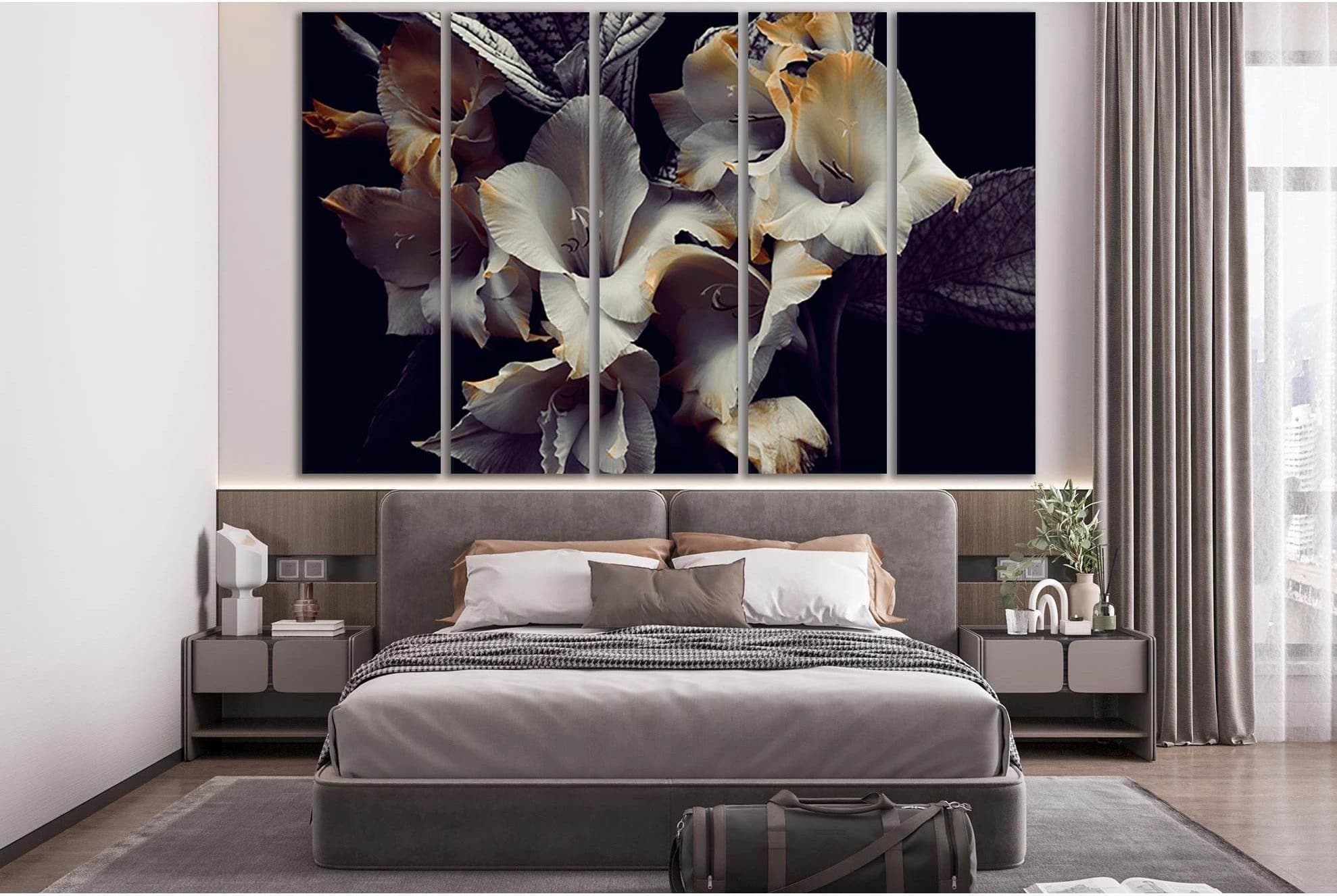 Gray And Yellow Flowers №SL708 Ready to Hang Canvas Print - Zellart Canvas Prints 0new, ALL_Products, Floral & Botanical Wall Art