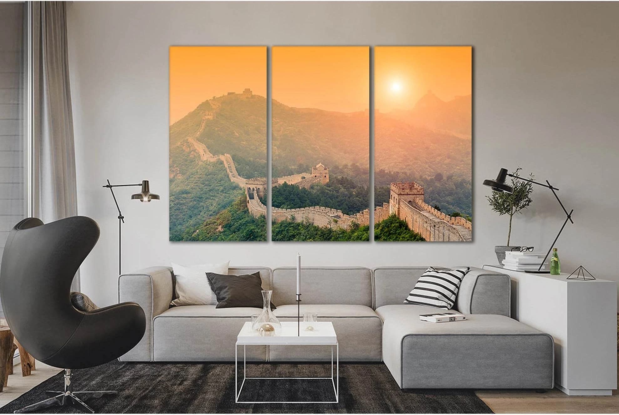 Great Wall Of China Sunrise №SL290 Ready to Hang Canvas Print - Zellart Canvas Prints 0new, ALL_Products, SUNRISE & SUNSET WALL ART