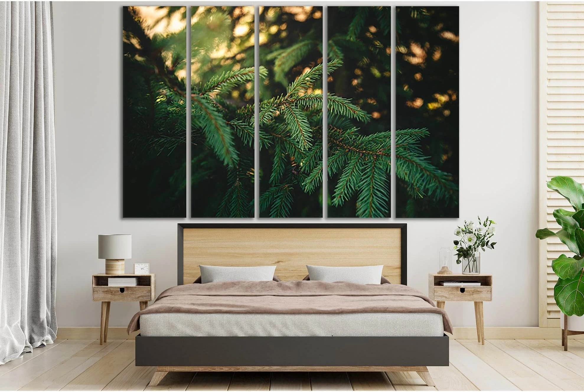 Green Branches Fir Tree №SL819 Ready to Hang Canvas Print - Zellart Canvas Prints 0new, ALL_Products, Trees Wall Art