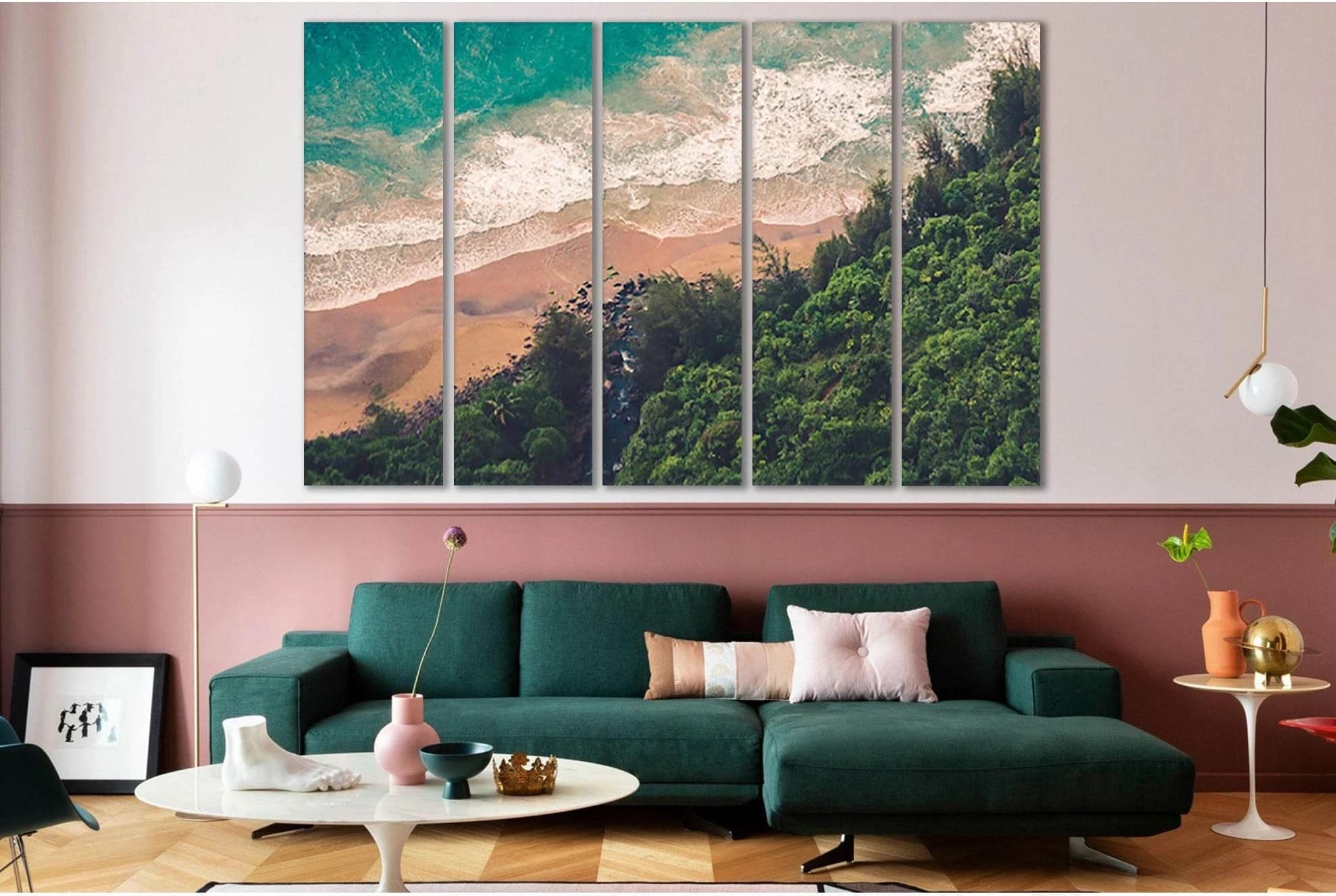 Green Trees Beach №SL113 Ready to Hang Canvas Print - Zellart Canvas Prints 0new, ALL_Products, Beach Ocean & Waves
