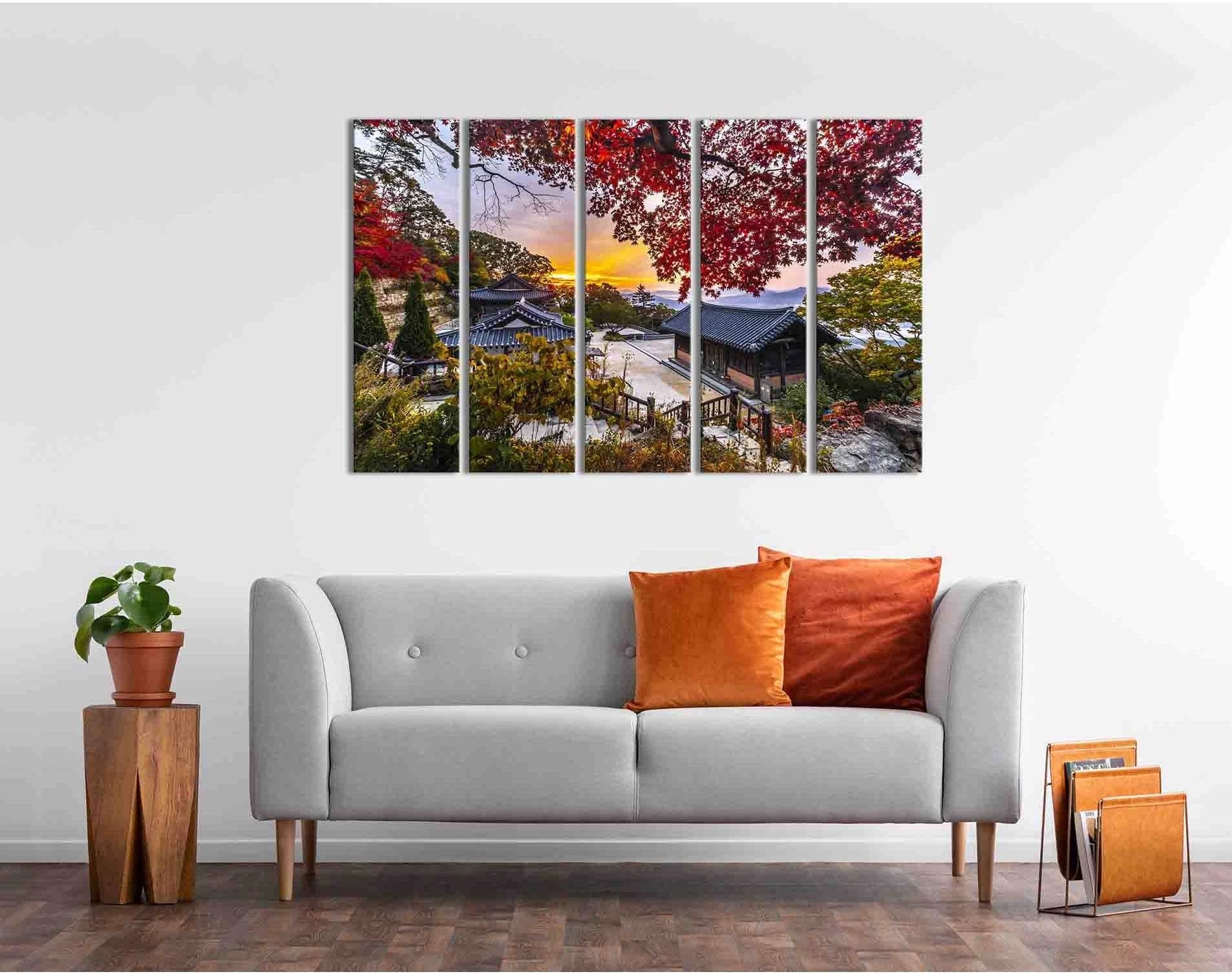 Hanok at sunset №D1234 Ready to Hang Canvas Print - Zellart Canvas Prints 0new, ALL_Products, Sunrise & sunset wall art