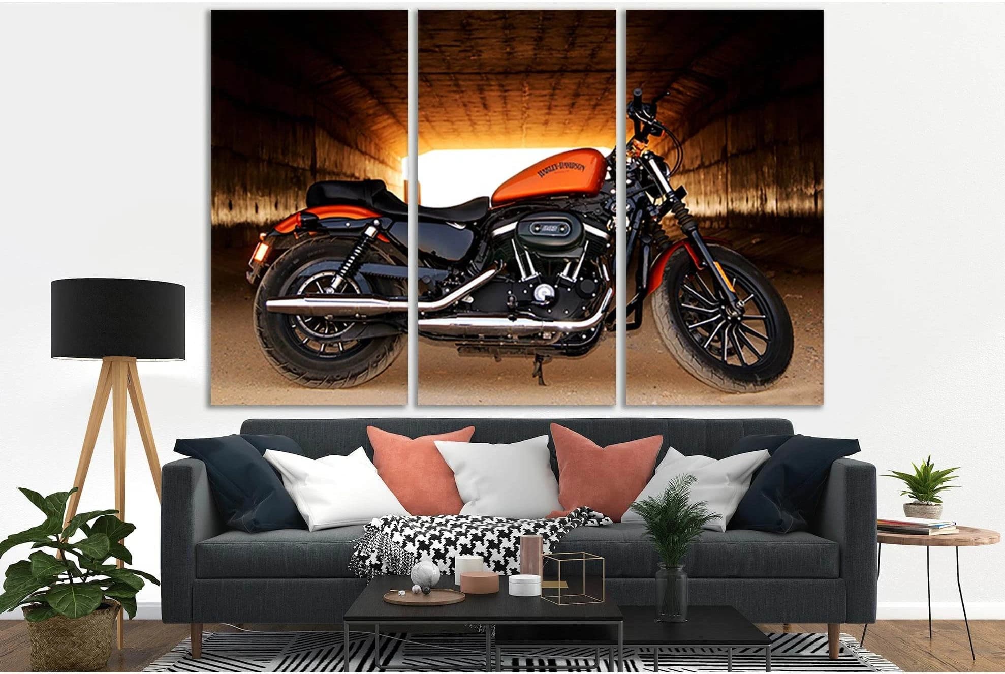Harley Davidson Bike №SL772 Ready to Hang Canvas Print - Zellart Canvas Prints 0new, ALL_Products, Engine, Engines Wall Art