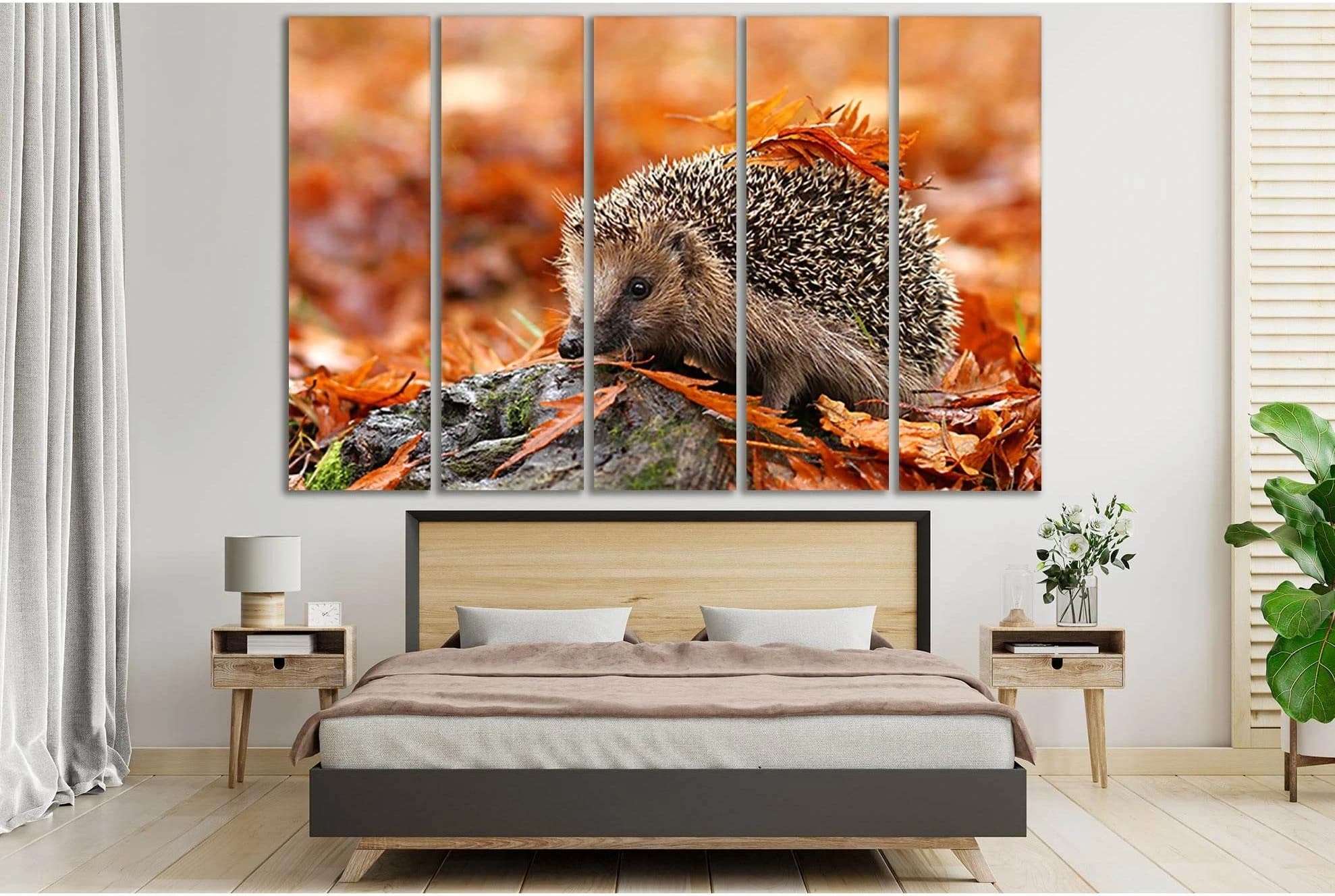 Hedgehog In Autumn Leaves №SL626 Ready to Hang Canvas Print - Zellart Canvas Prints 0new, ALL_Products, Autumn Wall Art