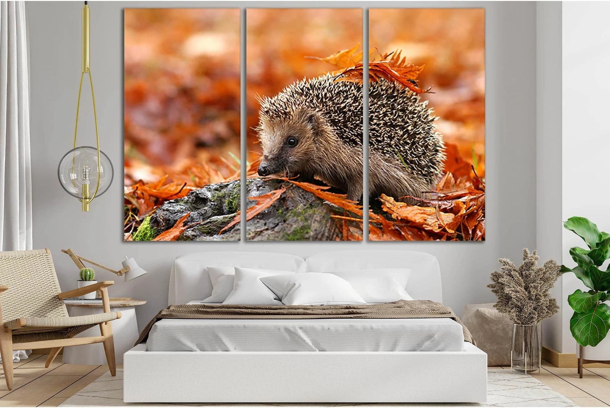 Hedgehog In Autumn Leaves №SL626 Ready to Hang Canvas Print - Zellart Canvas Prints 0new, ALL_Products, Autumn Wall Art