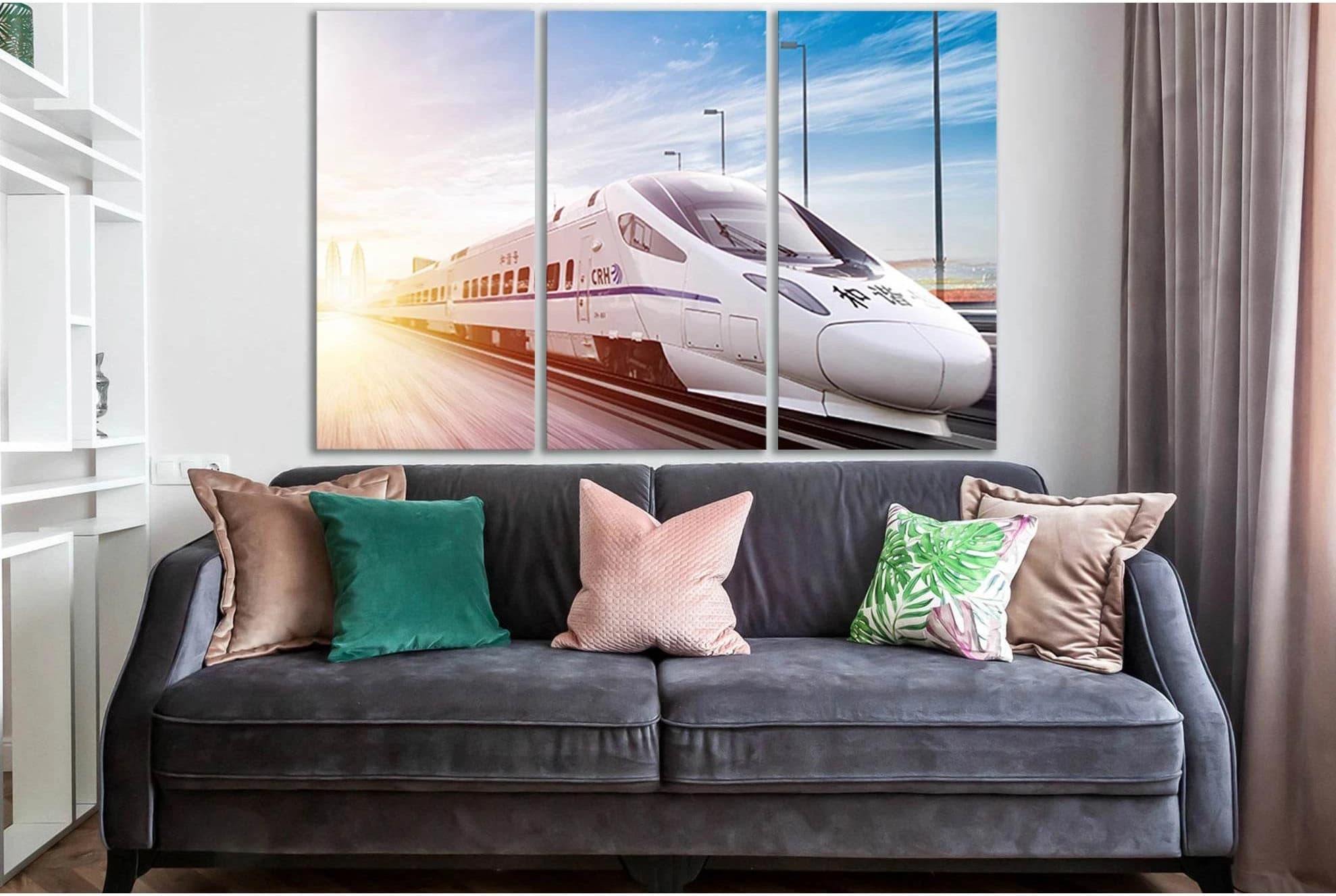 High Speed Train In China №SL1431 Ready to Hang Canvas Print - Zellart Canvas Prints 0new, ALL_Products, Engine