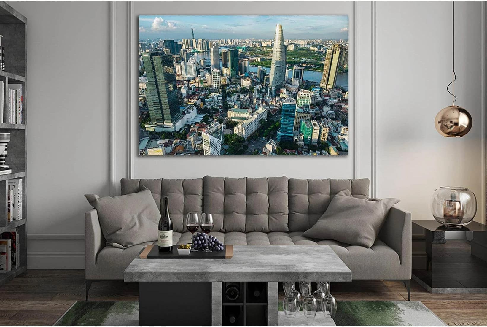 Ho Chi Minh City Skyscrapers №SL303 Ready to Hang Canvas Print - Zellart Canvas Prints 0new, ALL_Products, Cityscapes & Skylines