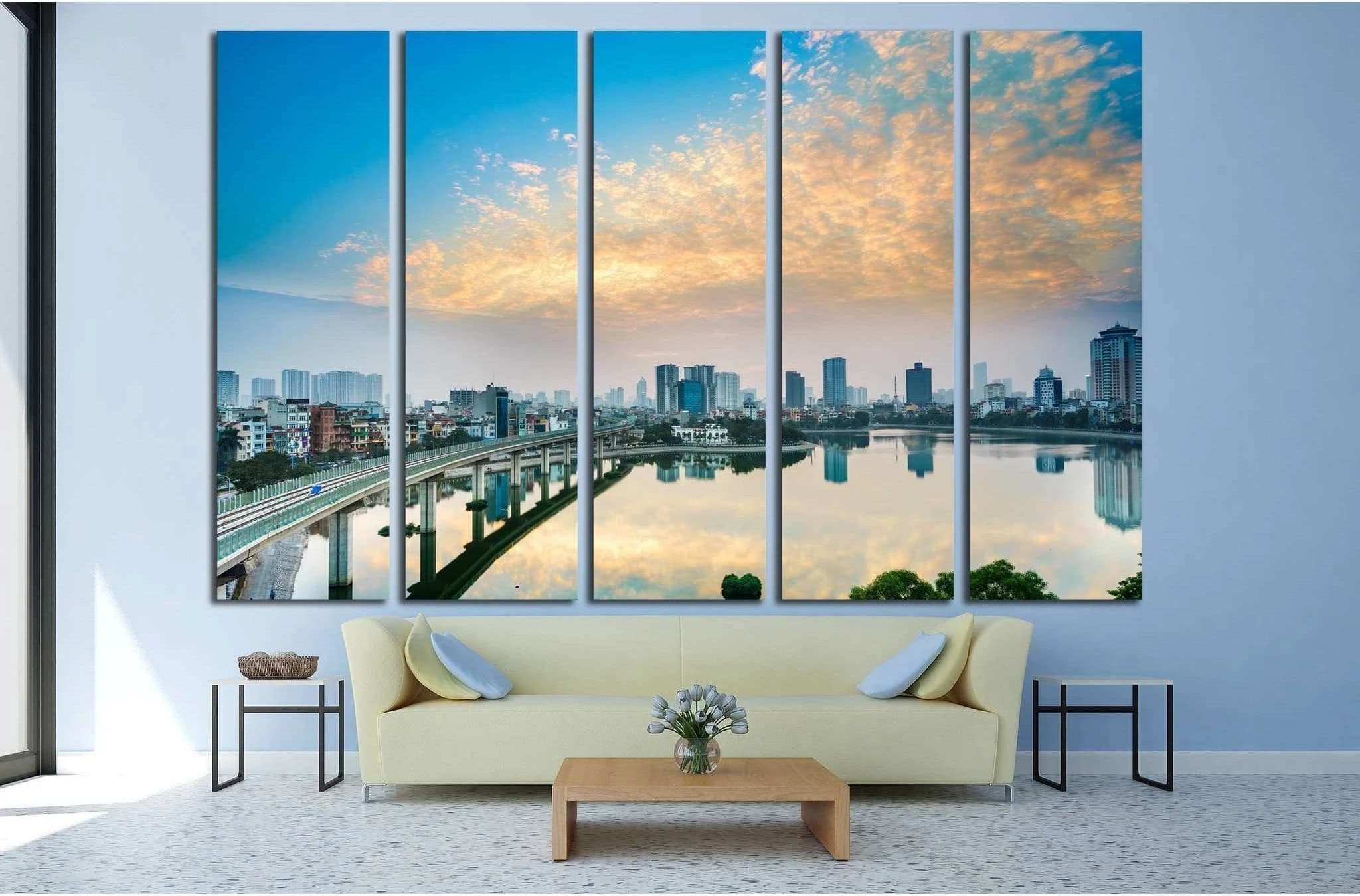 Hoang cau lake - hanoi Cityscape №1565 Ready to Hang Canvas Print - Zellart Canvas Prints ALL_Products, s-1565