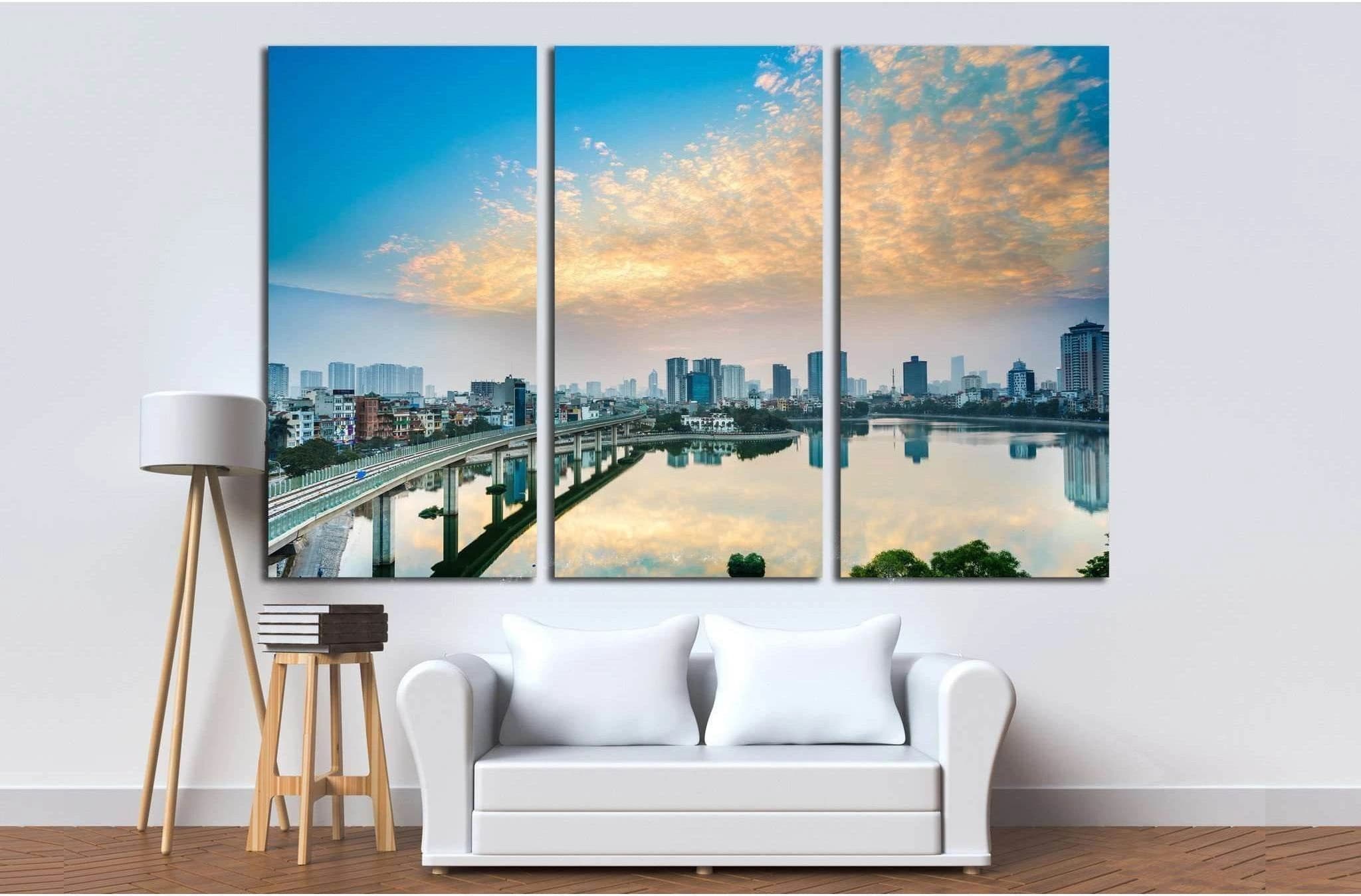 Hoang cau lake - hanoi Cityscape №1565 Ready to Hang Canvas Print - Zellart Canvas Prints ALL_Products, s-1565
