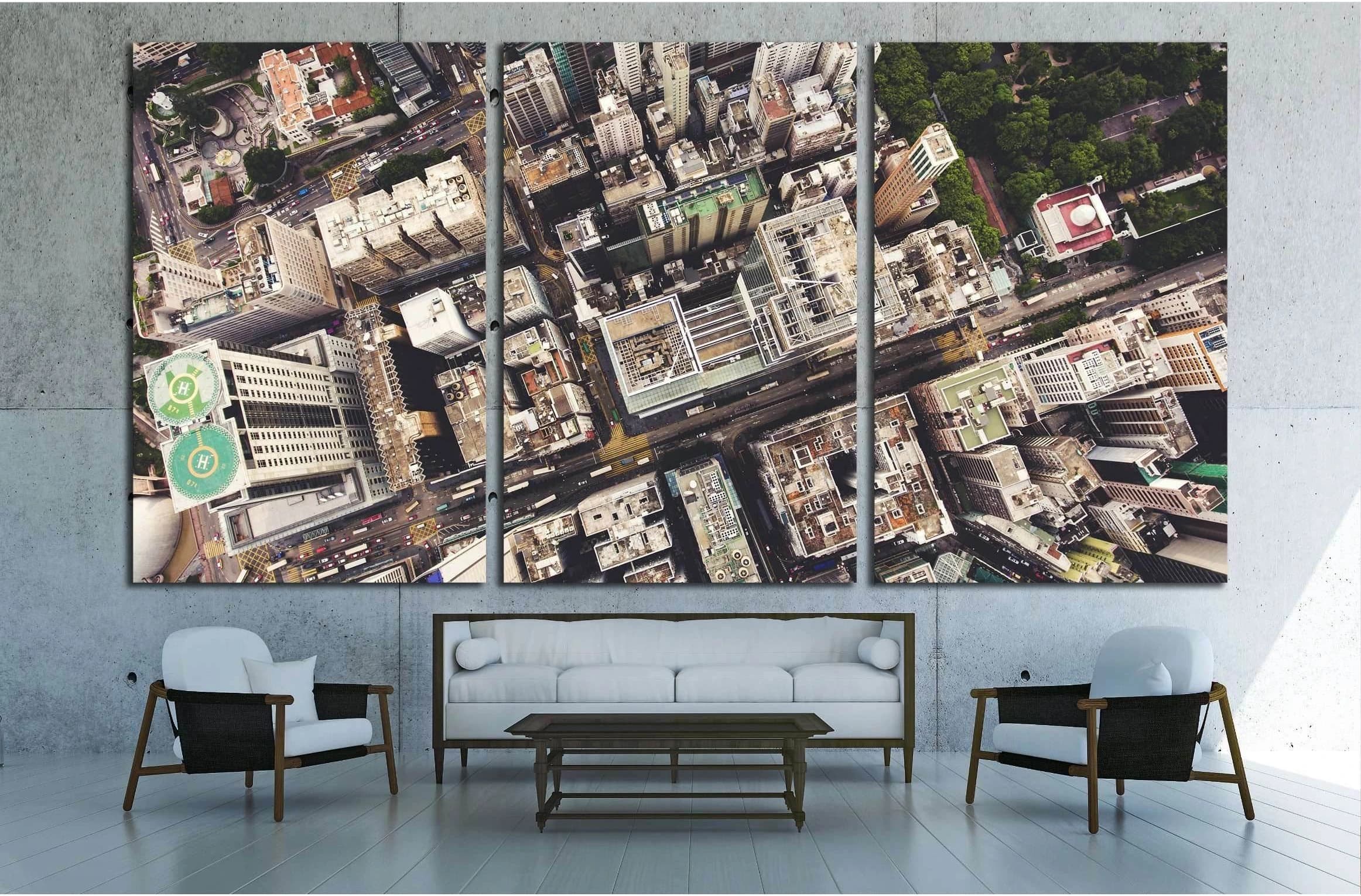 Hong Kong city with tall buildings and development transportation infrastructure №2978 Ready to Hang Canvas Print - Zellart Canvas Prints ALL_Products, s-2978