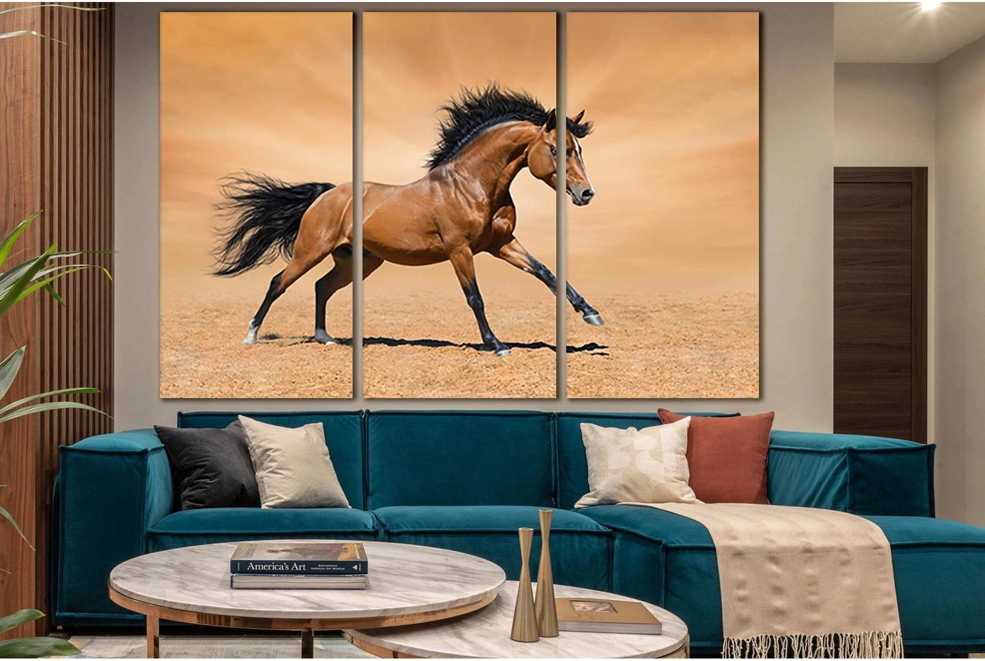 Horse Running On The Sand №SL1035 Ready to Hang Canvas Print - Zellart Canvas Prints 0new, ALL_Products, Animals & Wildlife, Horses