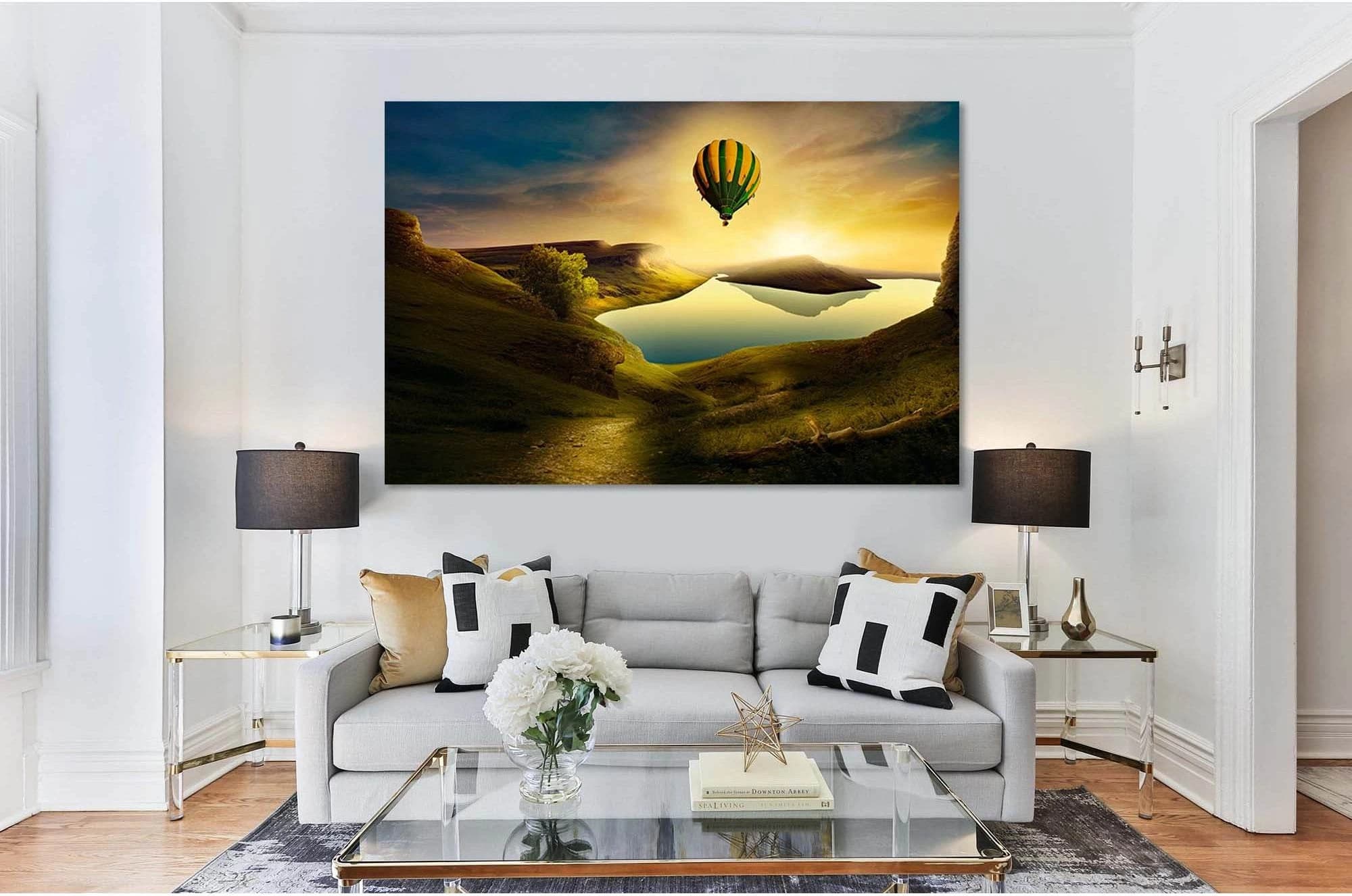 Hot air ballon №D1226 Ready to Hang Canvas Print - Zellart Canvas Prints 0new, ALL_Products, Sunrise & sunset wall art