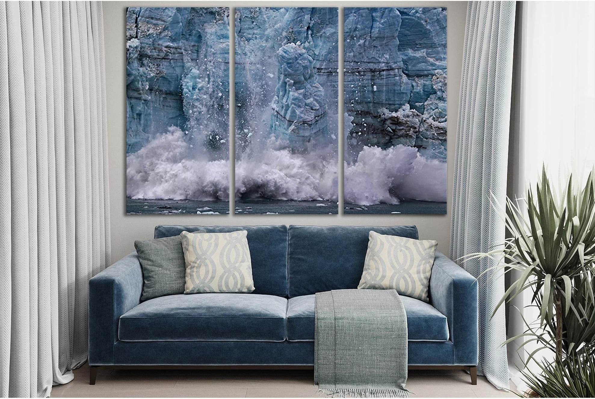 Ice Calving From Margerie Glacier №SL1314 Ready to Hang Canvas Print - Zellart Canvas Prints 0new, ALL_Products, Glacials