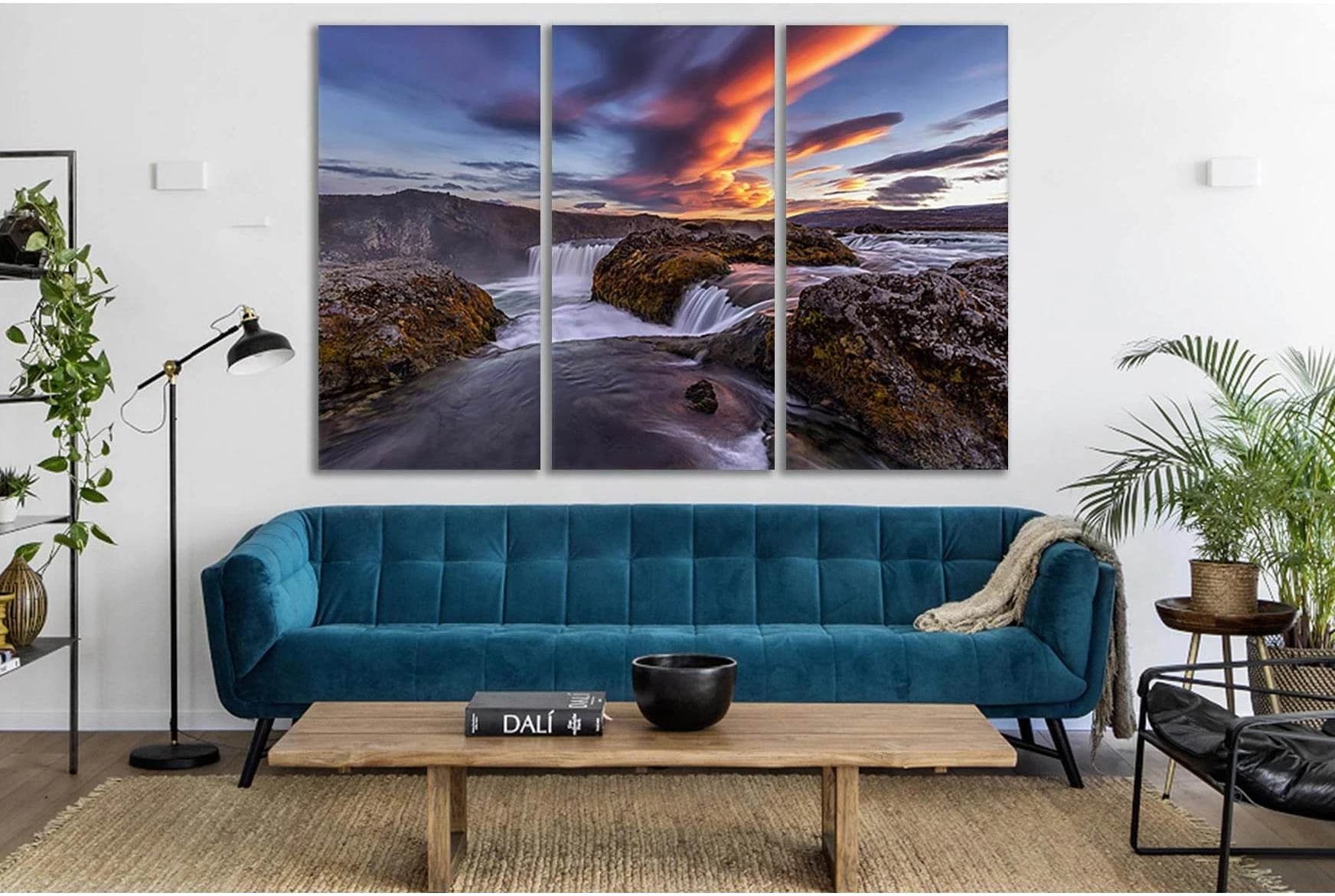Iceland Rivers Waterfalls №SL462 Ready to Hang Canvas Print - Zellart Canvas Prints 0new, ALL_Products, Waterfall, Waterfall Wall Art