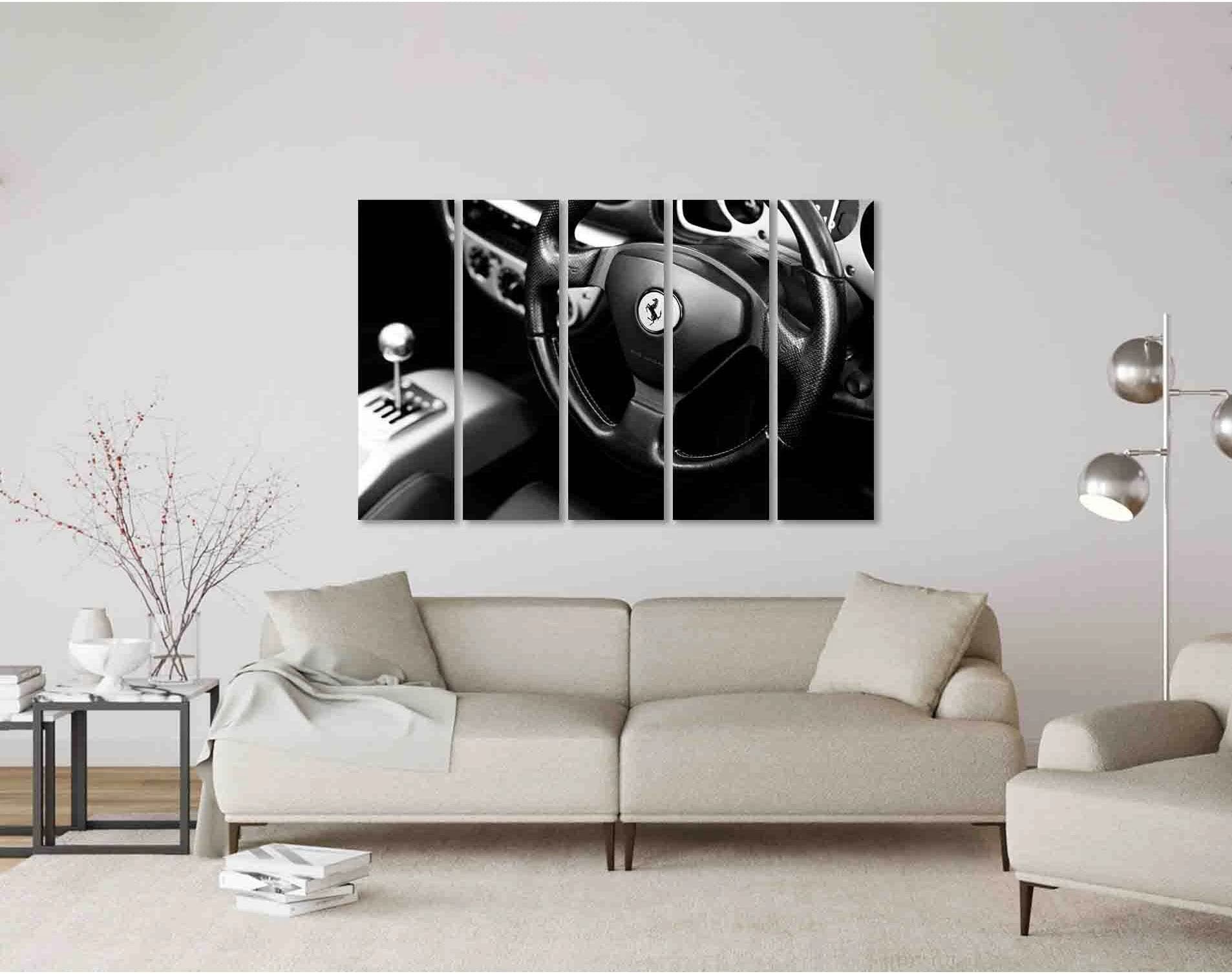 Interior of the car №D2827 Ready to Hang Canvas Print - Zellart Canvas Prints 0new, ALL_Products, Black & White Wall Art