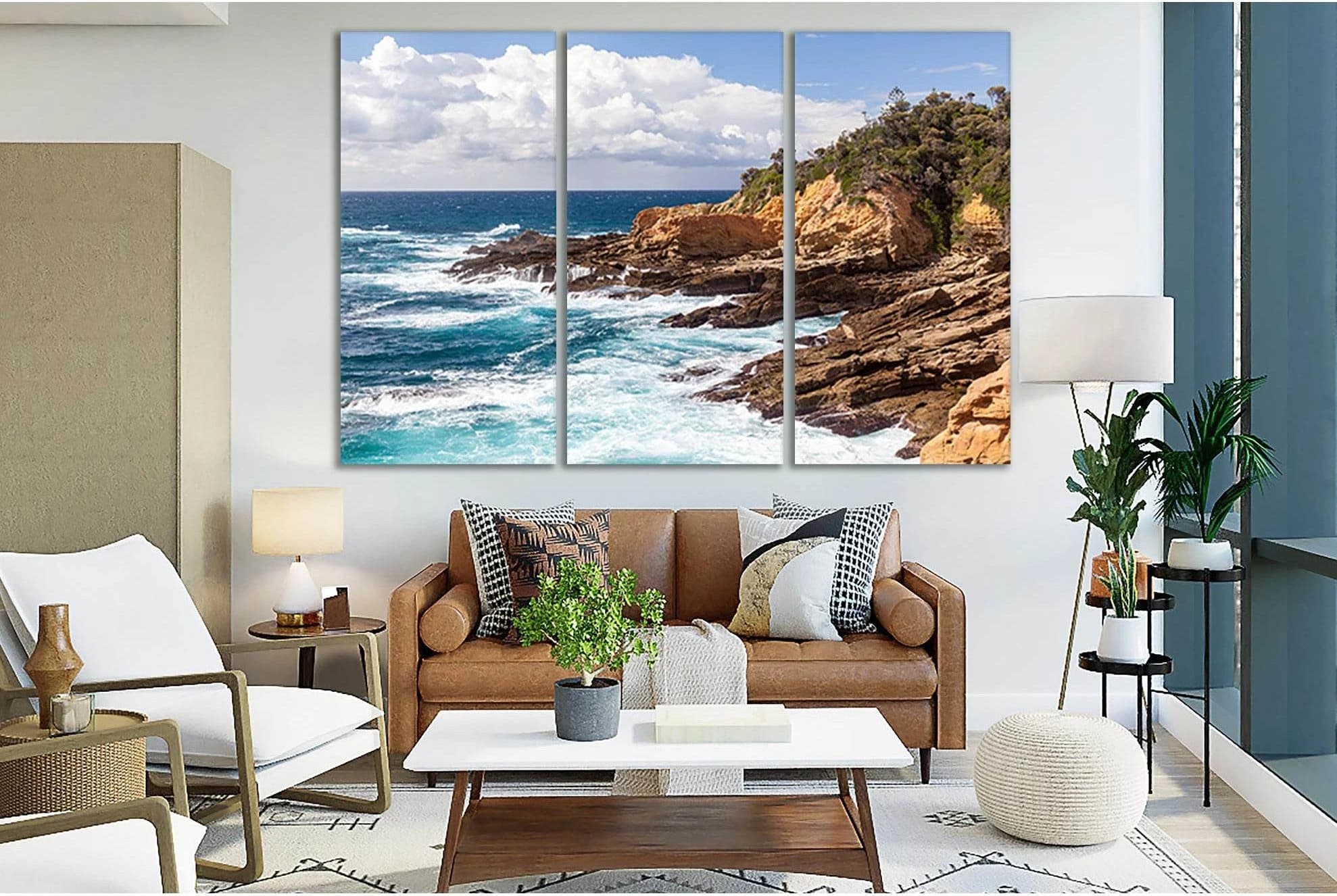 Island And Rocky Coast №SL101 Ready to Hang Canvas Print - Zellart Canvas Prints 0new, ALL_Products, Beach Ocean & Waves