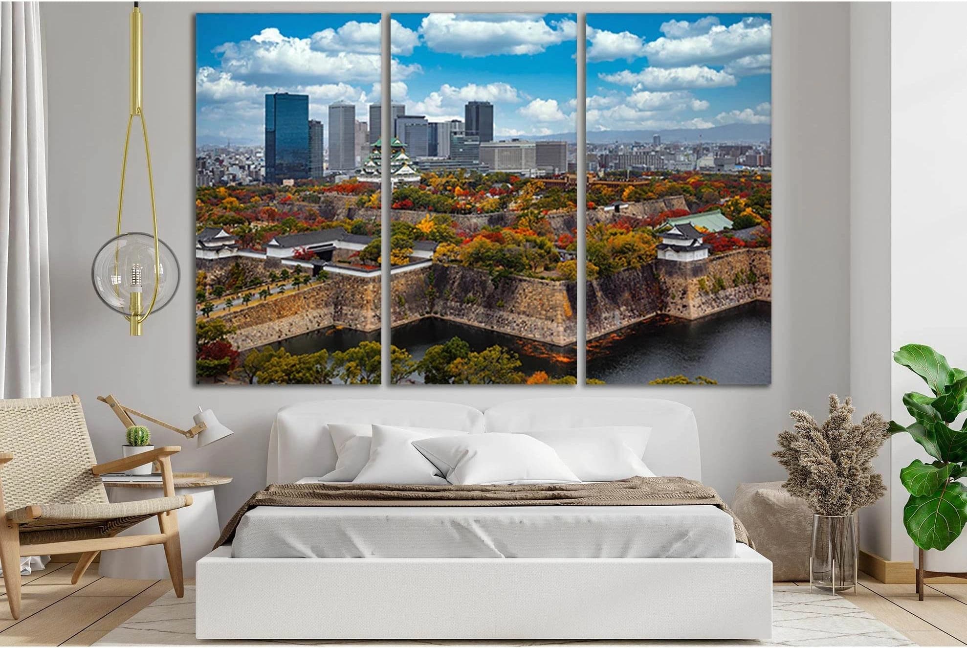 Japan Autumn Osaka Castle Park №SL635 Ready to Hang Canvas Print - Zellart Canvas Prints 0new, ALL_Products, Autumn Wall Art