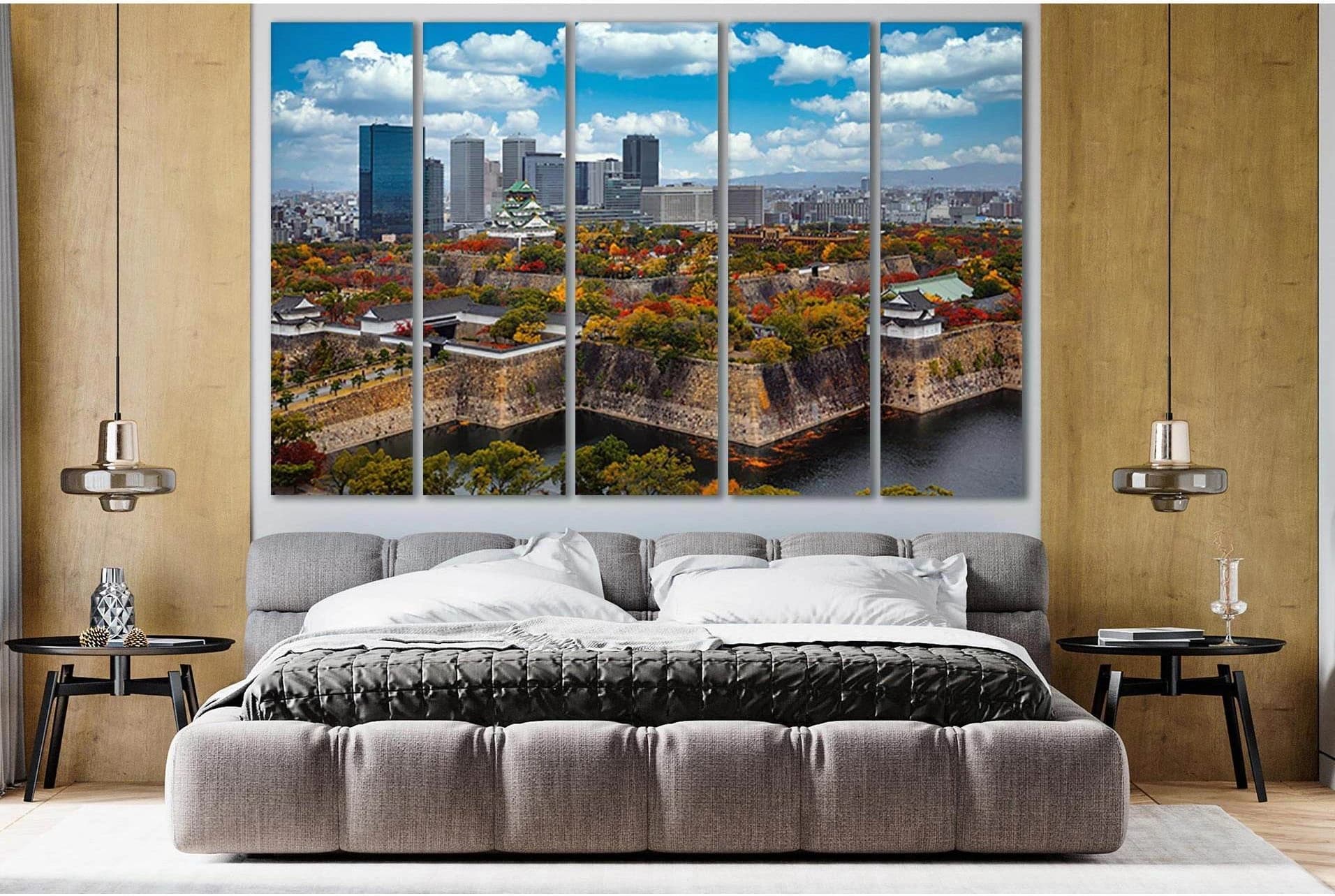 Japan Autumn Osaka Castle Park №SL635 Ready to Hang Canvas Print - Zellart Canvas Prints 0new, ALL_Products, Autumn Wall Art