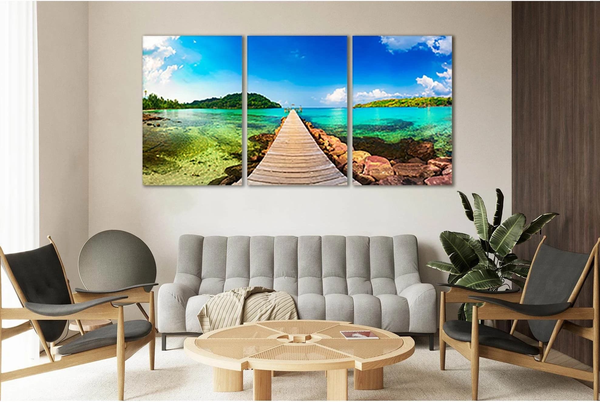Jetty Tropical Beach №SL59 Ready to Hang Canvas Print - Zellart Canvas Prints 0new, ALL_Products, Beach Ocean & Waves